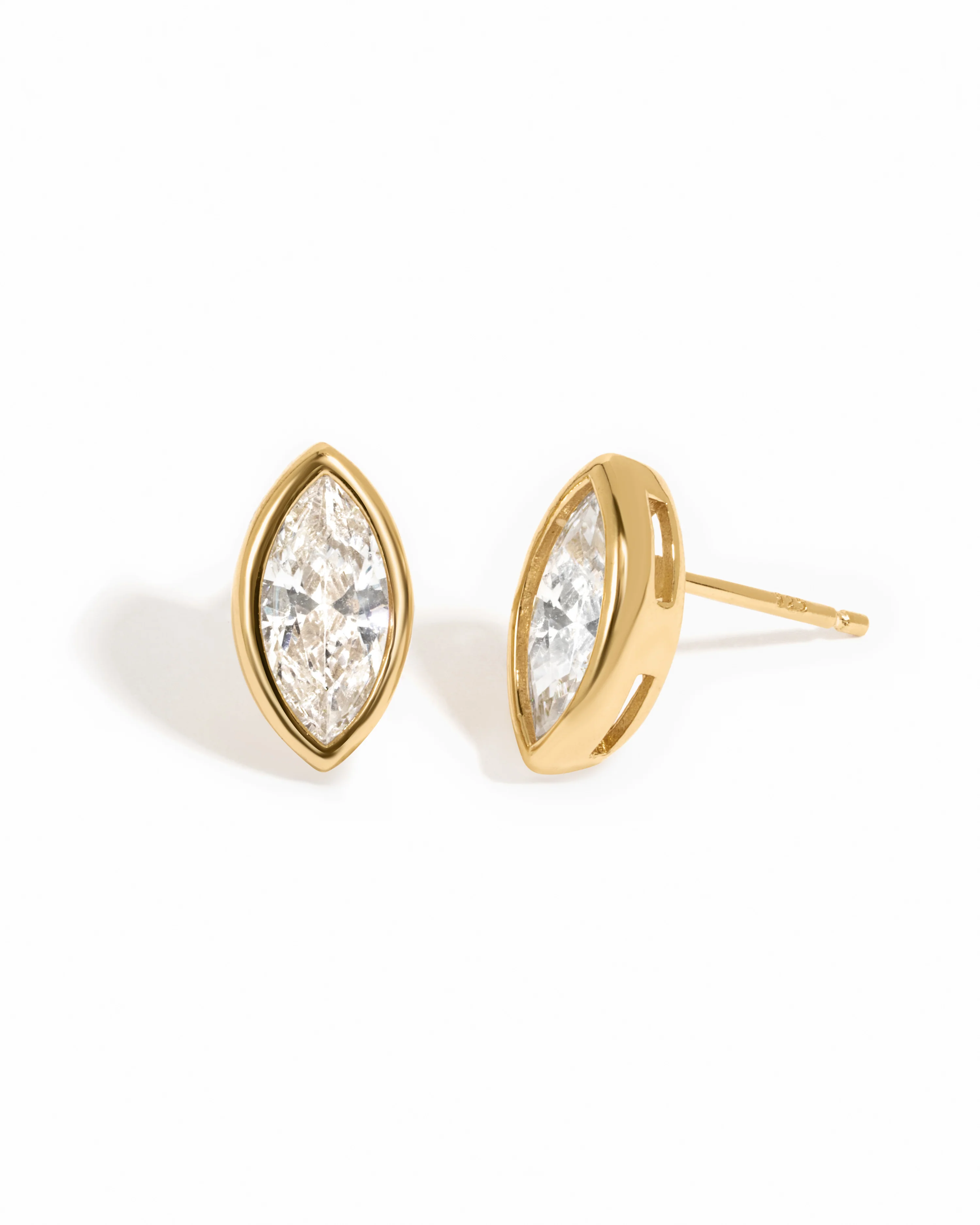 Marquise Bezel Stud Earrings