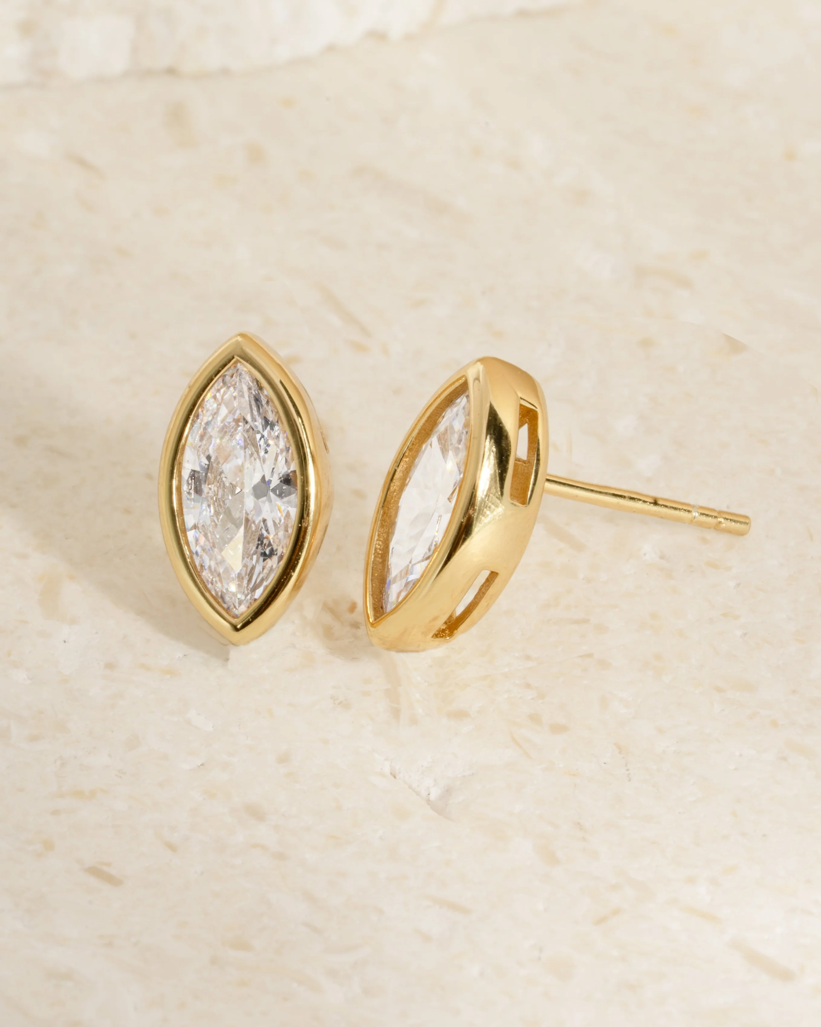 Marquise Bezel Stud Earrings - Image 11