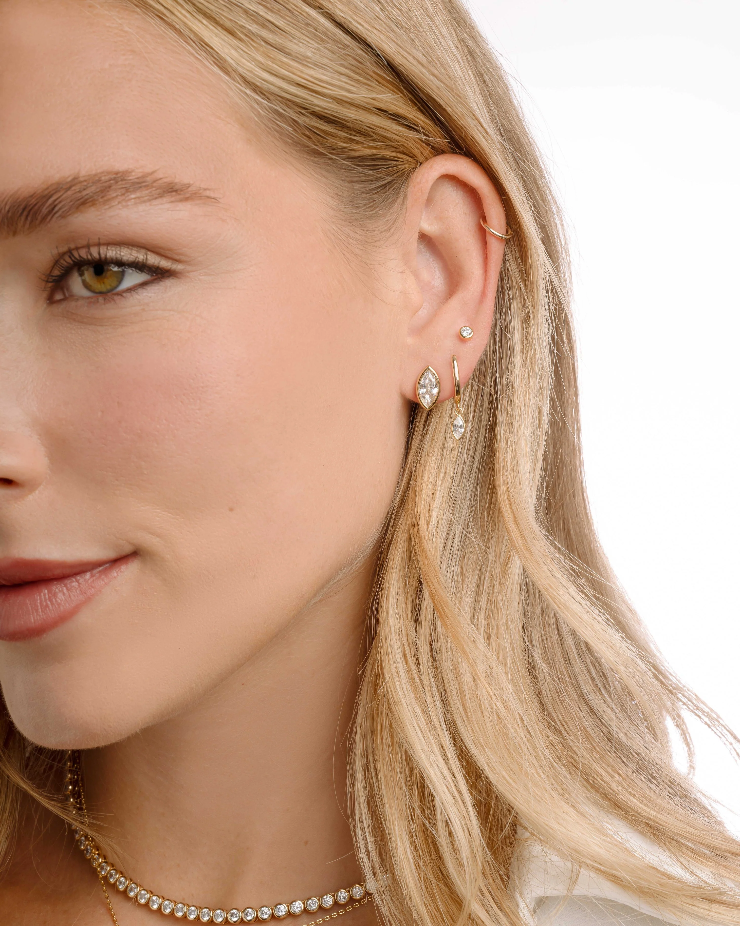 Marquise Bezel Stud Earrings - Image 2