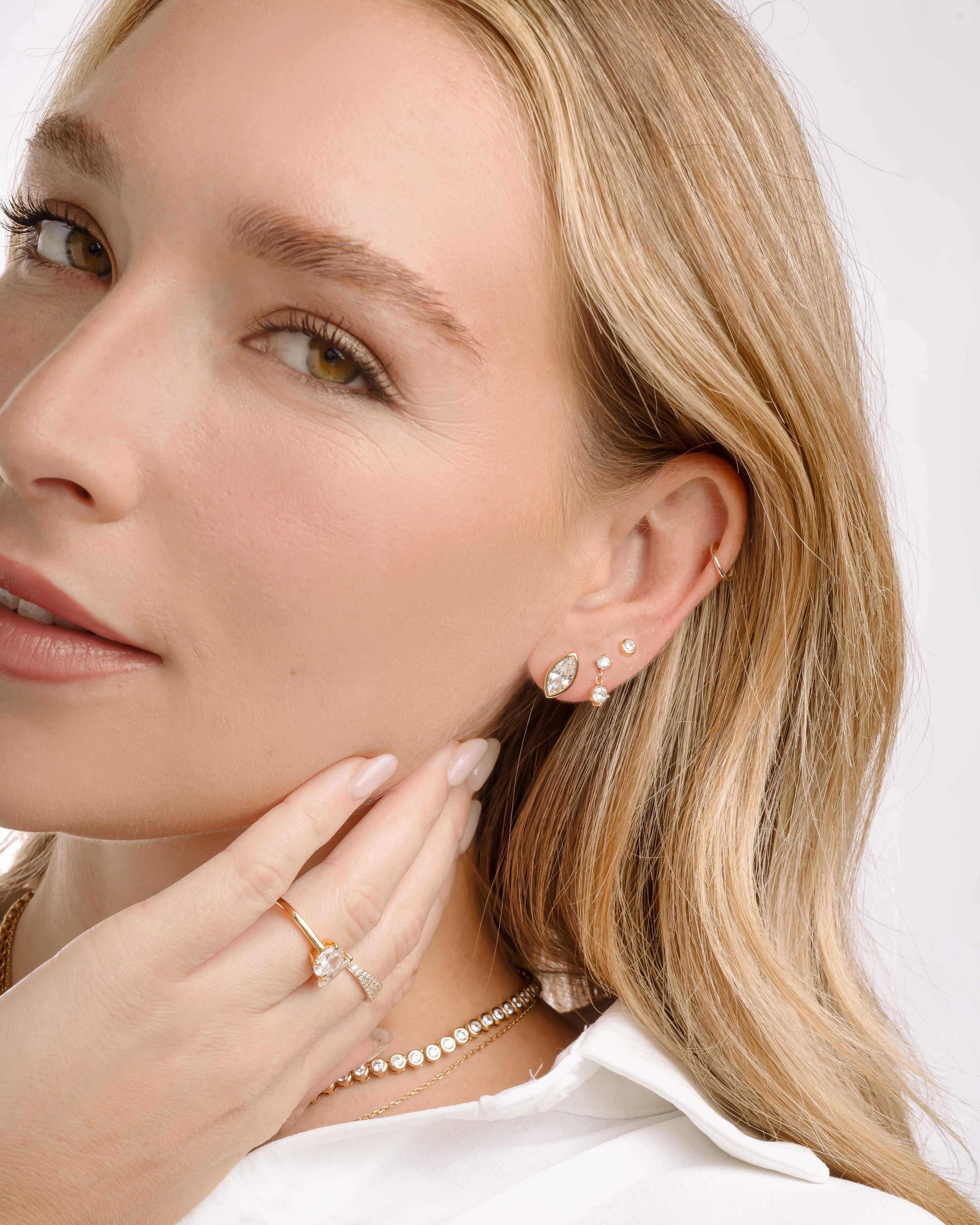 Marquise Bezel Stud Earrings - Image 6