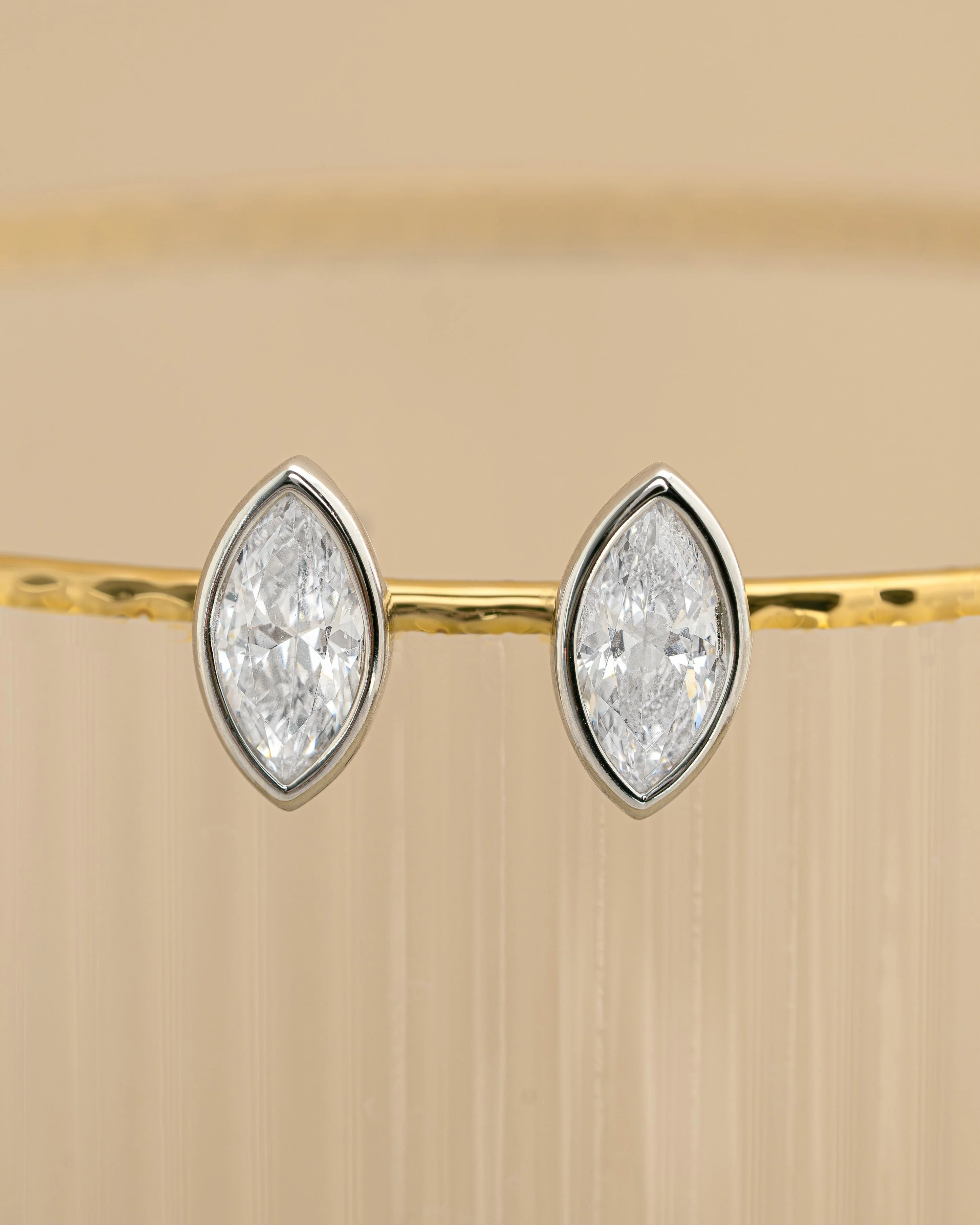 Marquise Bezel Stud Earrings - Image 7