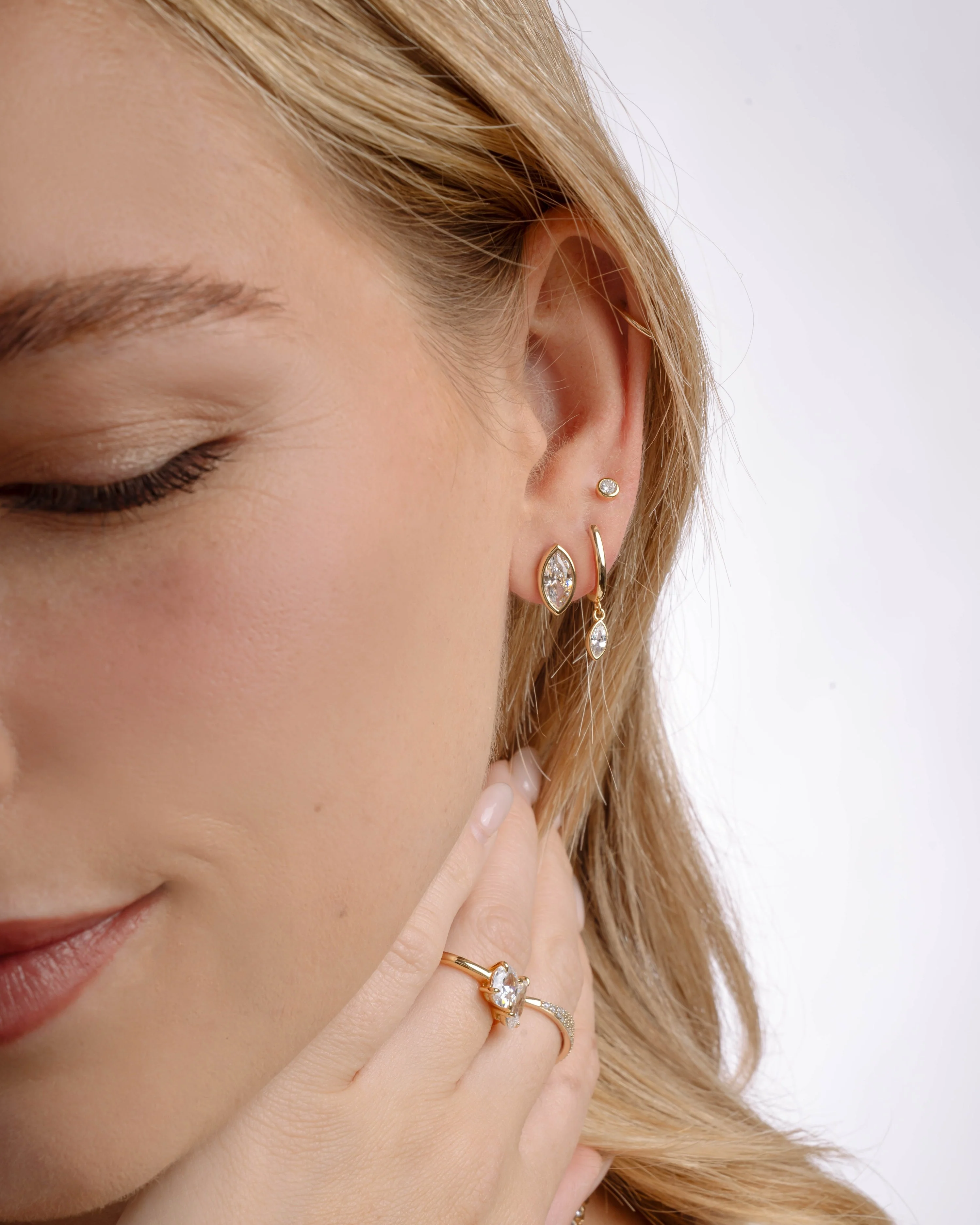 Marquise Bezel Stud Earrings - Image 8