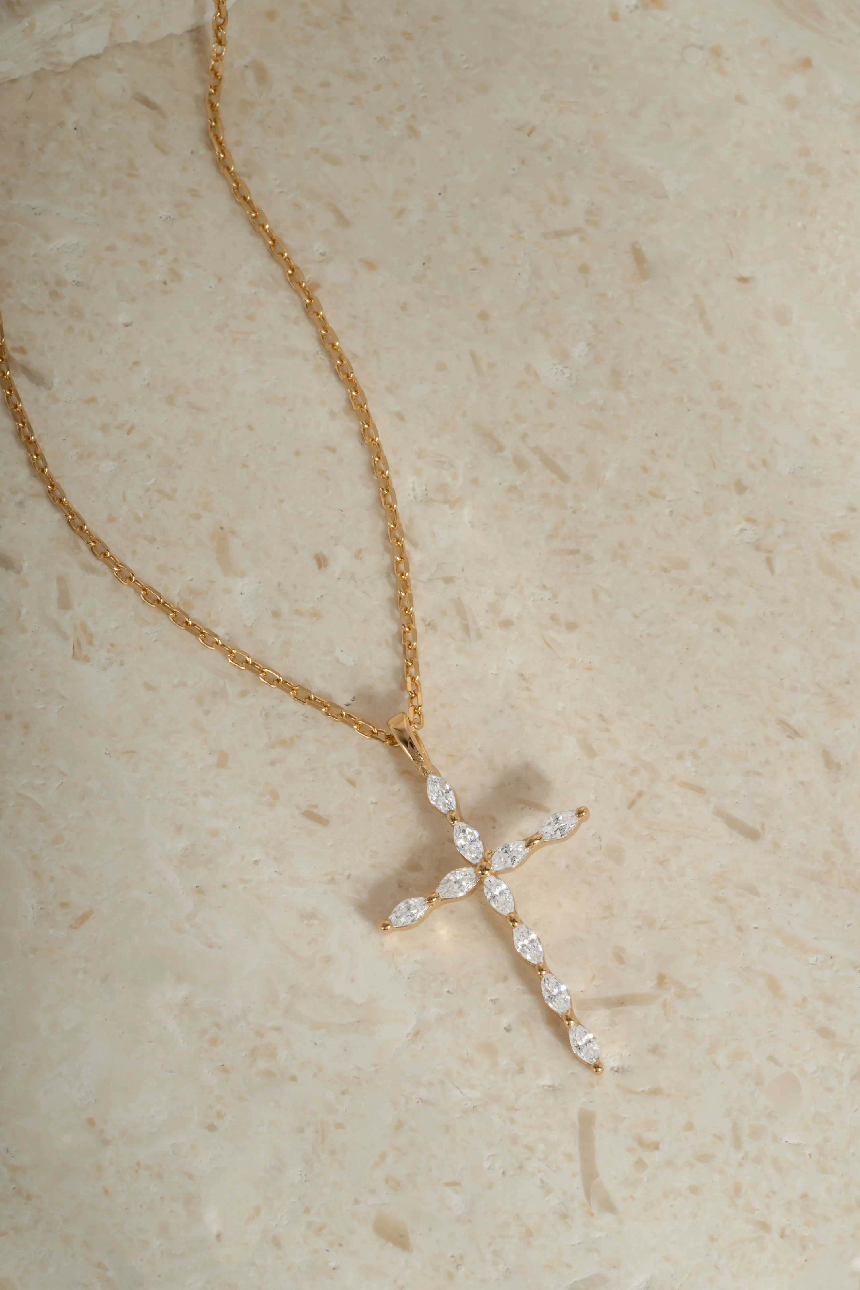 Marquise Cut Cross Necklace - Image 9