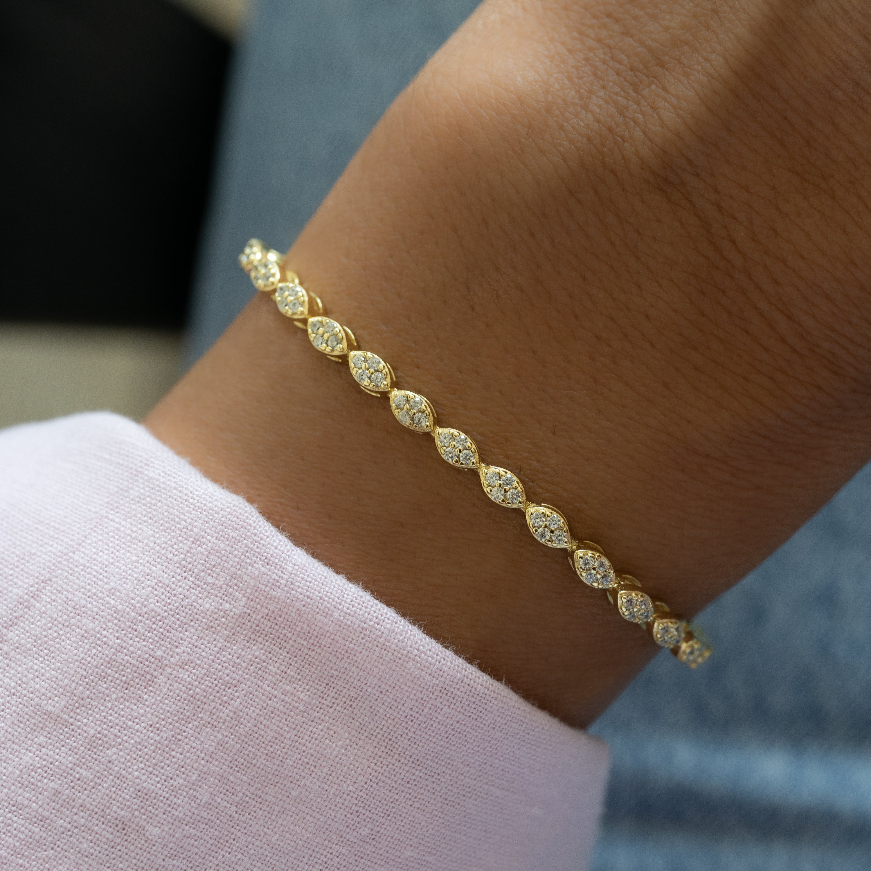 Marquise Shaped Diamond Tennis Bracelet - Image 2