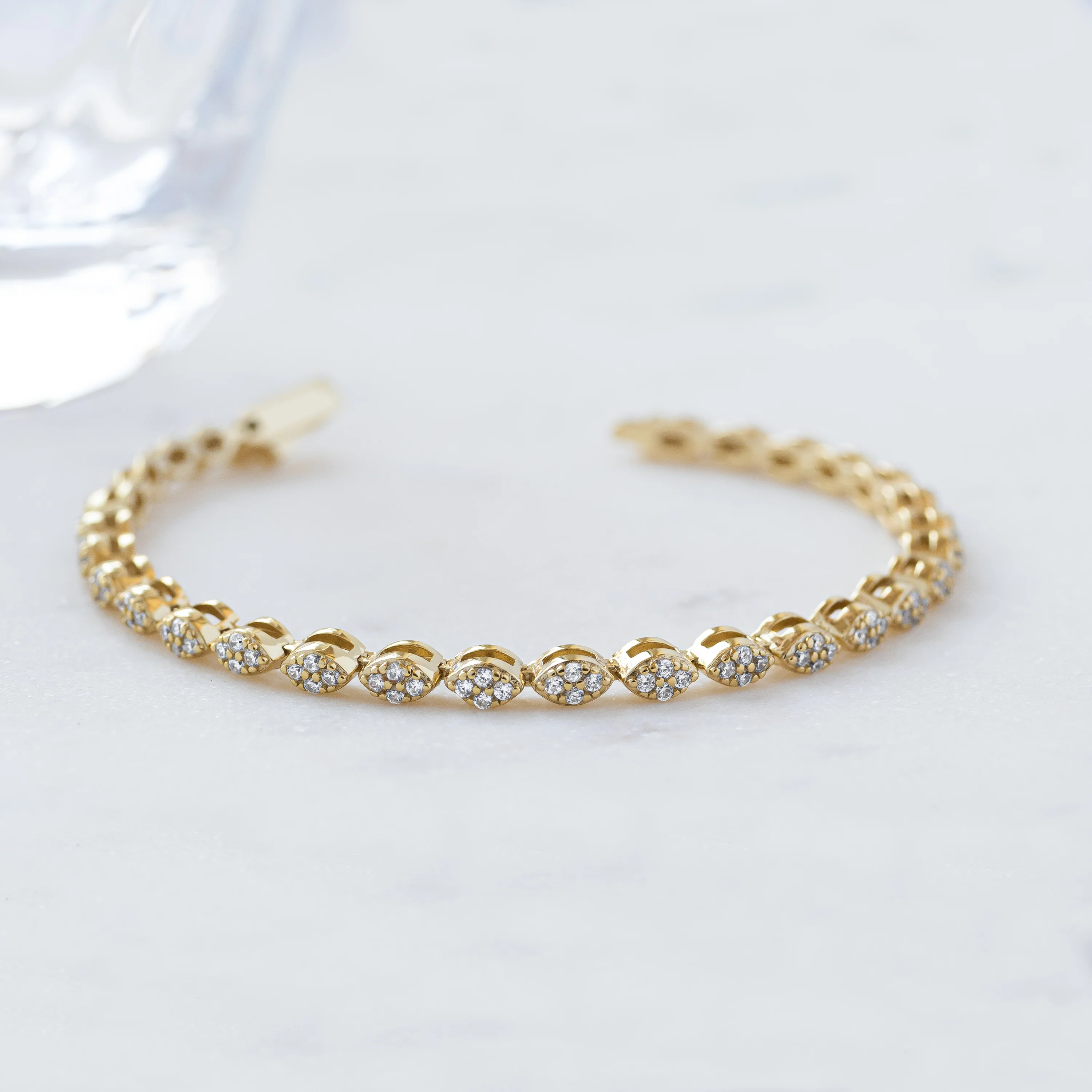 Marquise Shaped Diamond Tennis Bracelet - Image 6