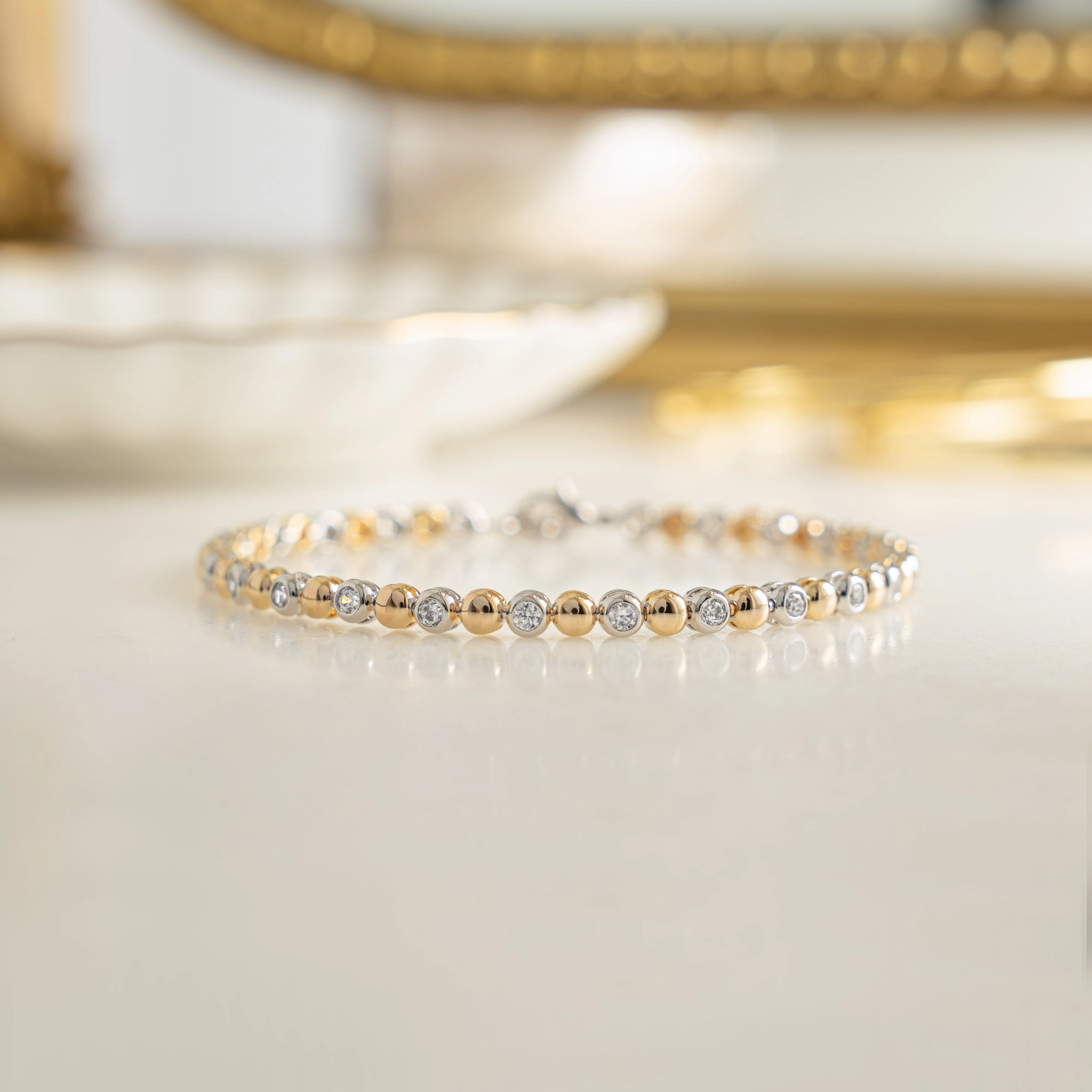 Mixed Metal Bead & Bezel Tennis Bracelet - Image 3