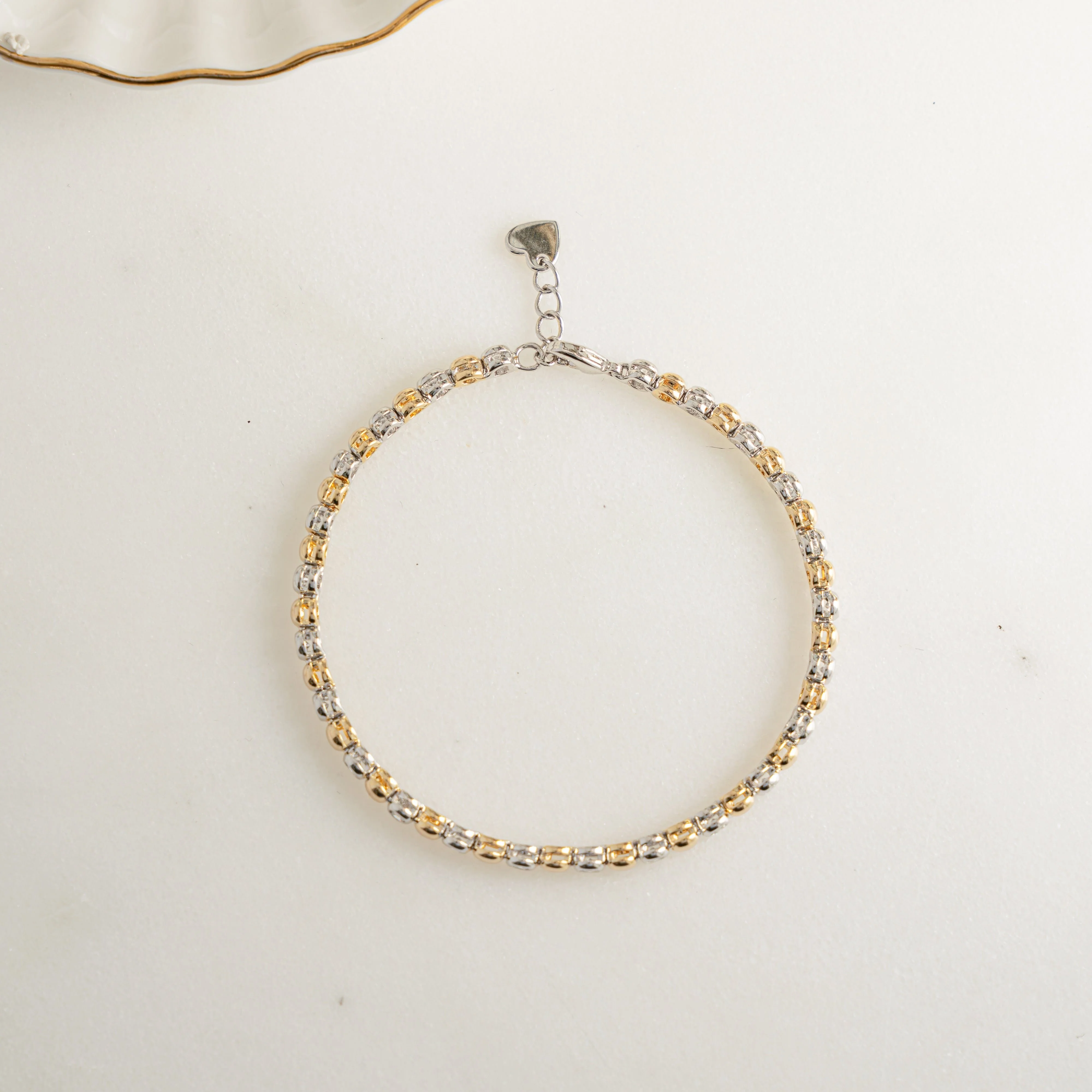 Mixed Metal Bead & Bezel Tennis Bracelet - Image 5