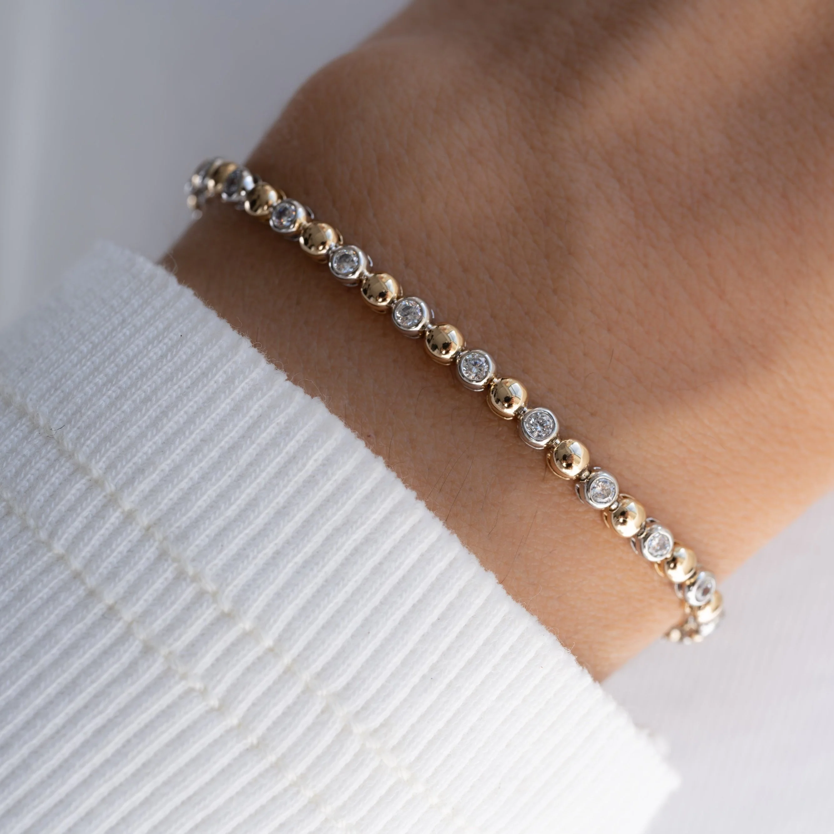 Mixed Metal Bead & Bezel Tennis Bracelet - Image 6