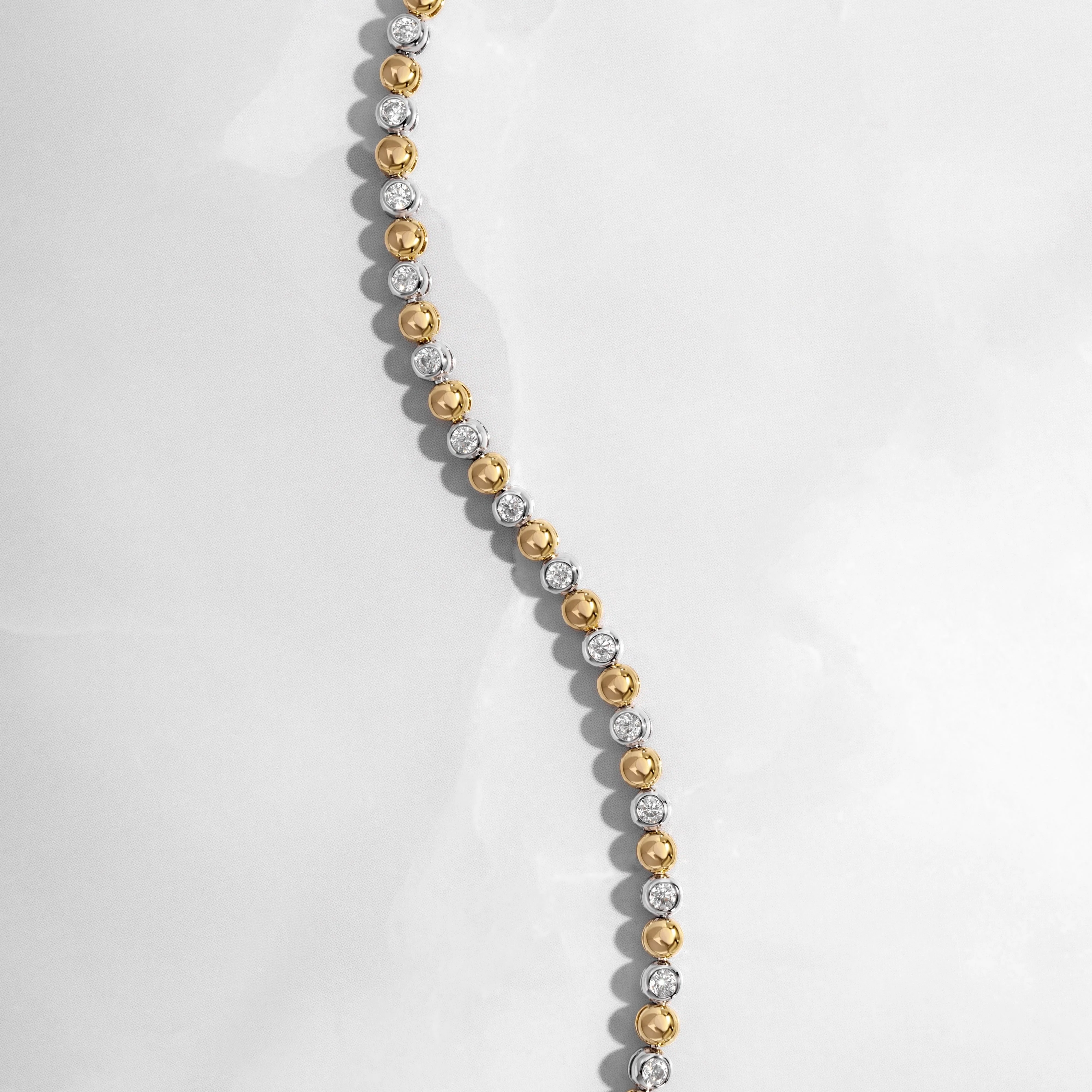 Mixed Metal Bead & Bezel Tennis Bracelet - Image 9