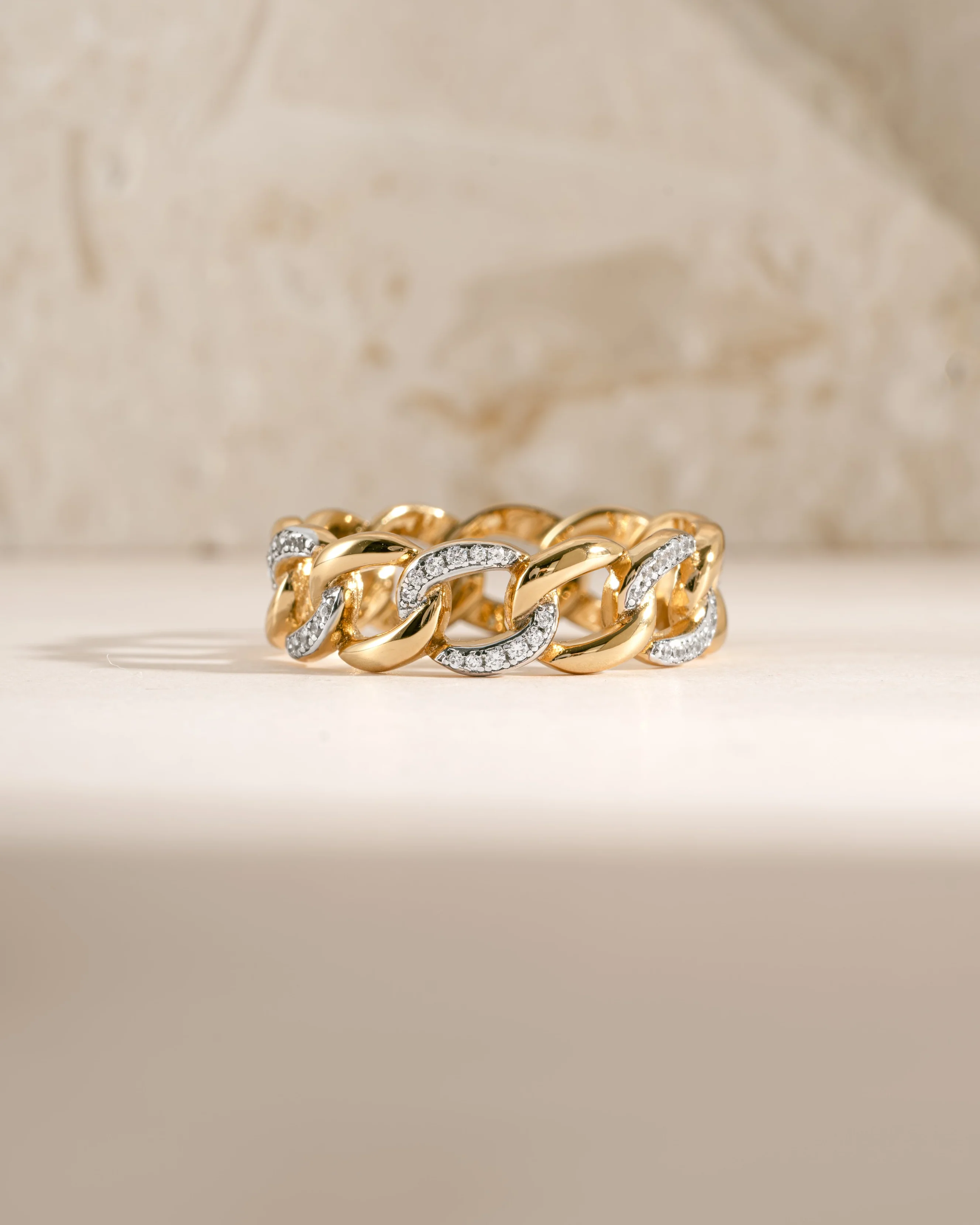 Mixed Metal Pavé Chain Ring - Image 3