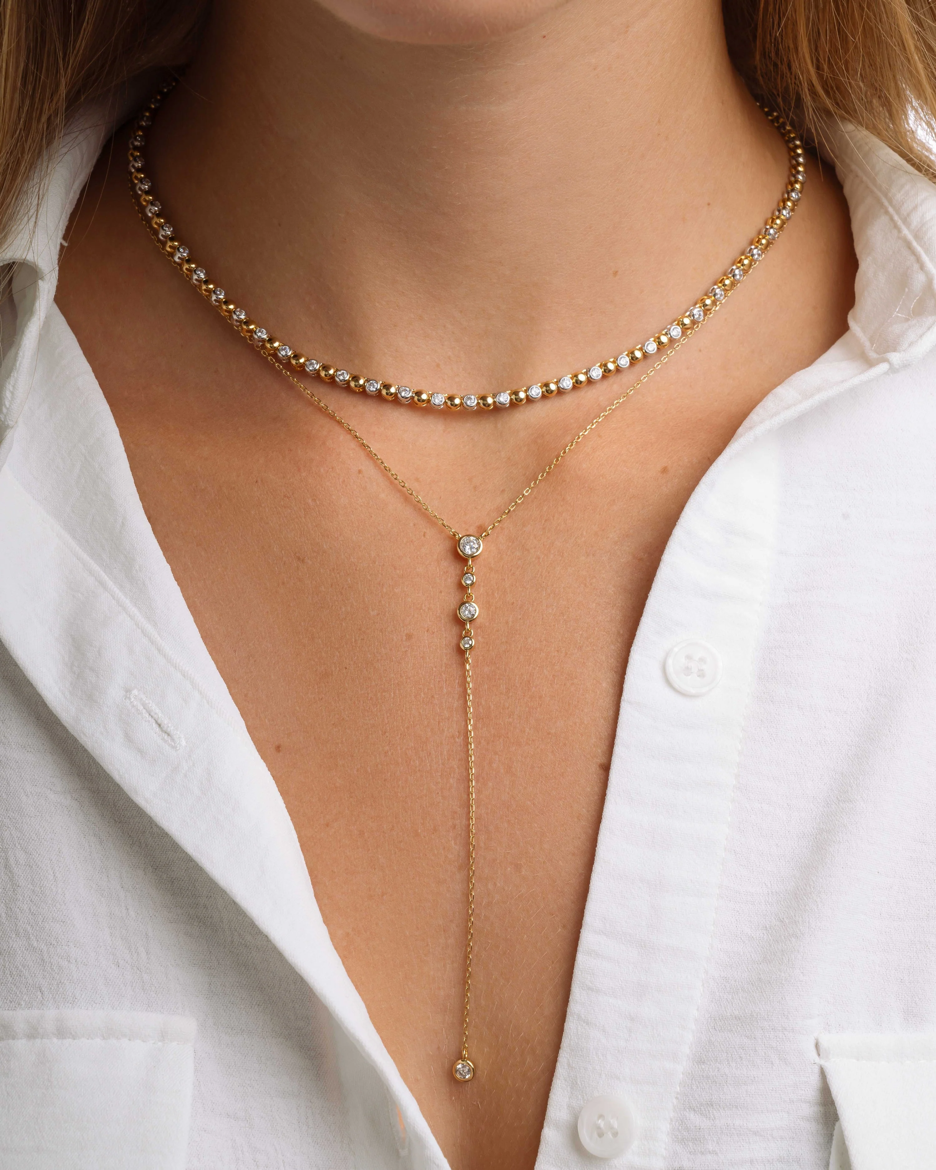 Mixed Metal Tennis Necklace - Image 6
