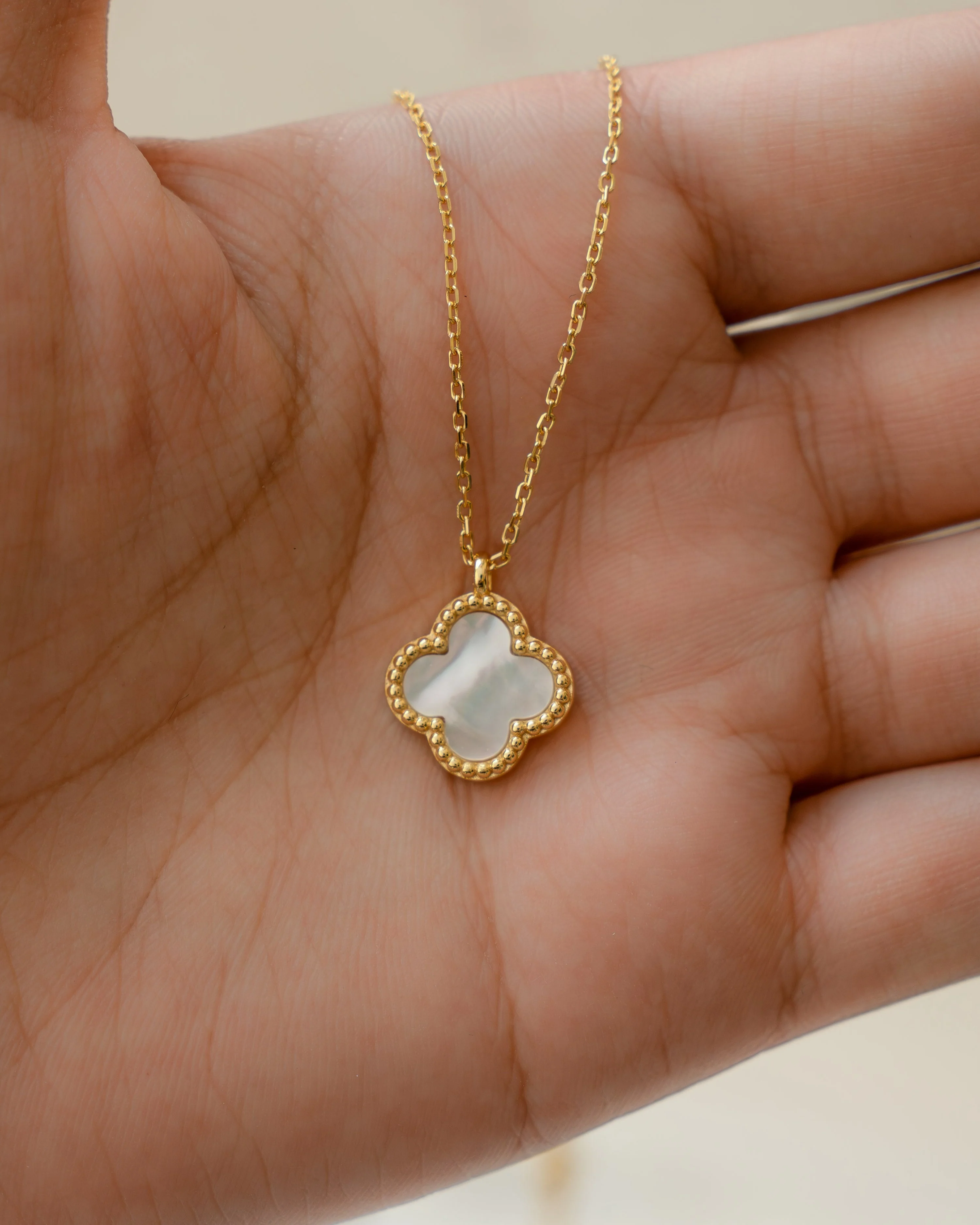 Mother of Pearl Clover Necklace - Image 5