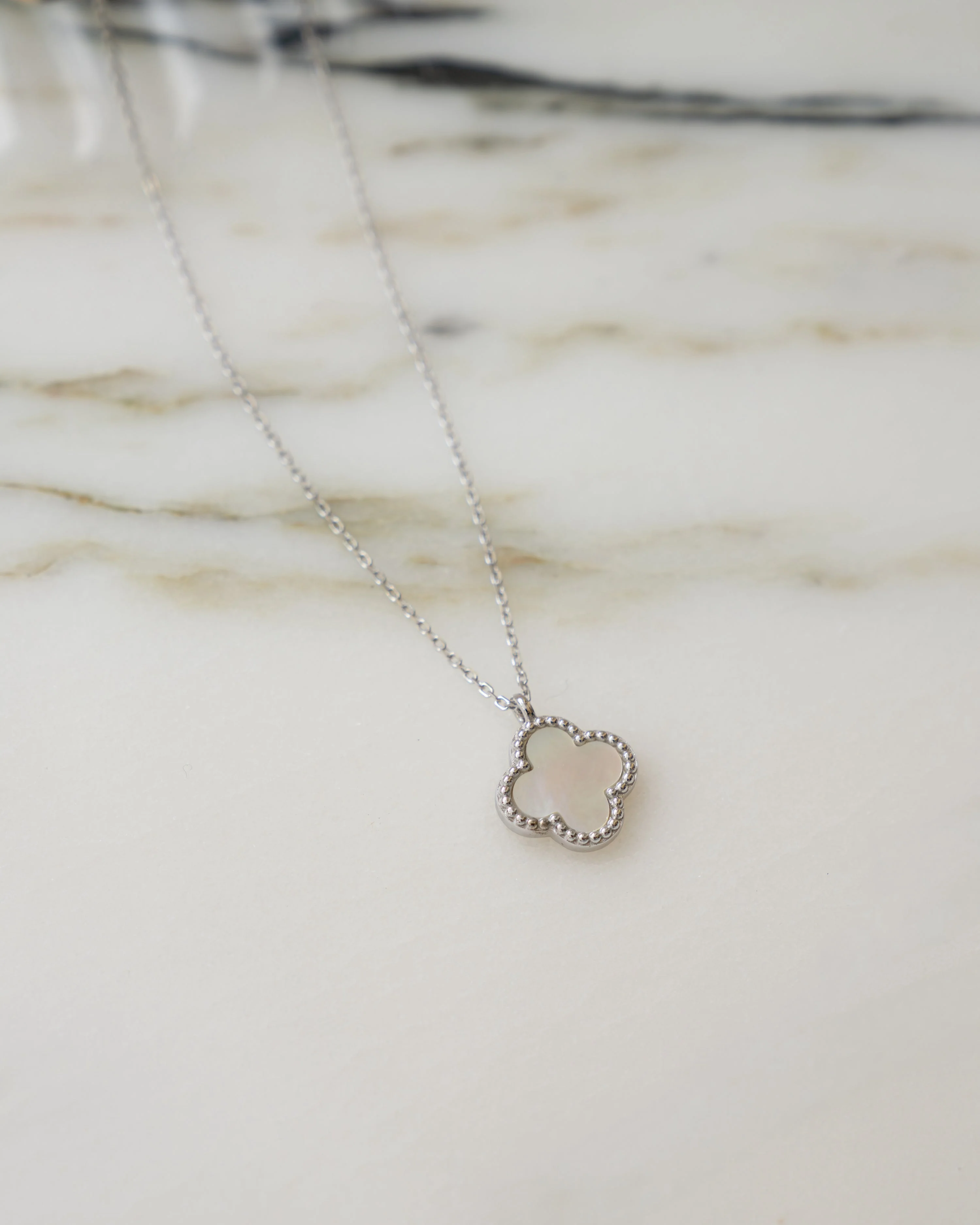 Mother of Pearl Clover Necklace - Image 8
