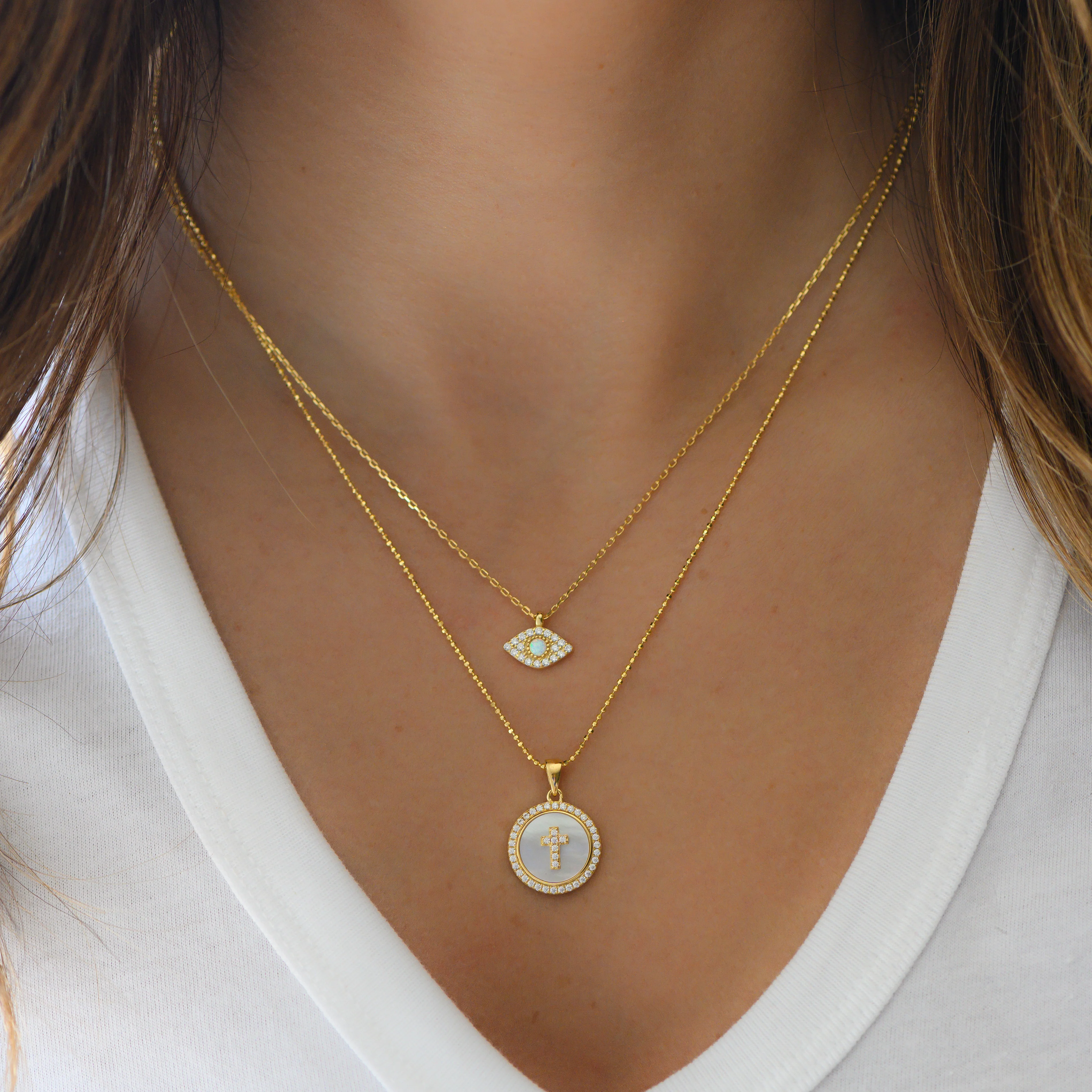 Mother of Pearl Cross Necklace - Image 4