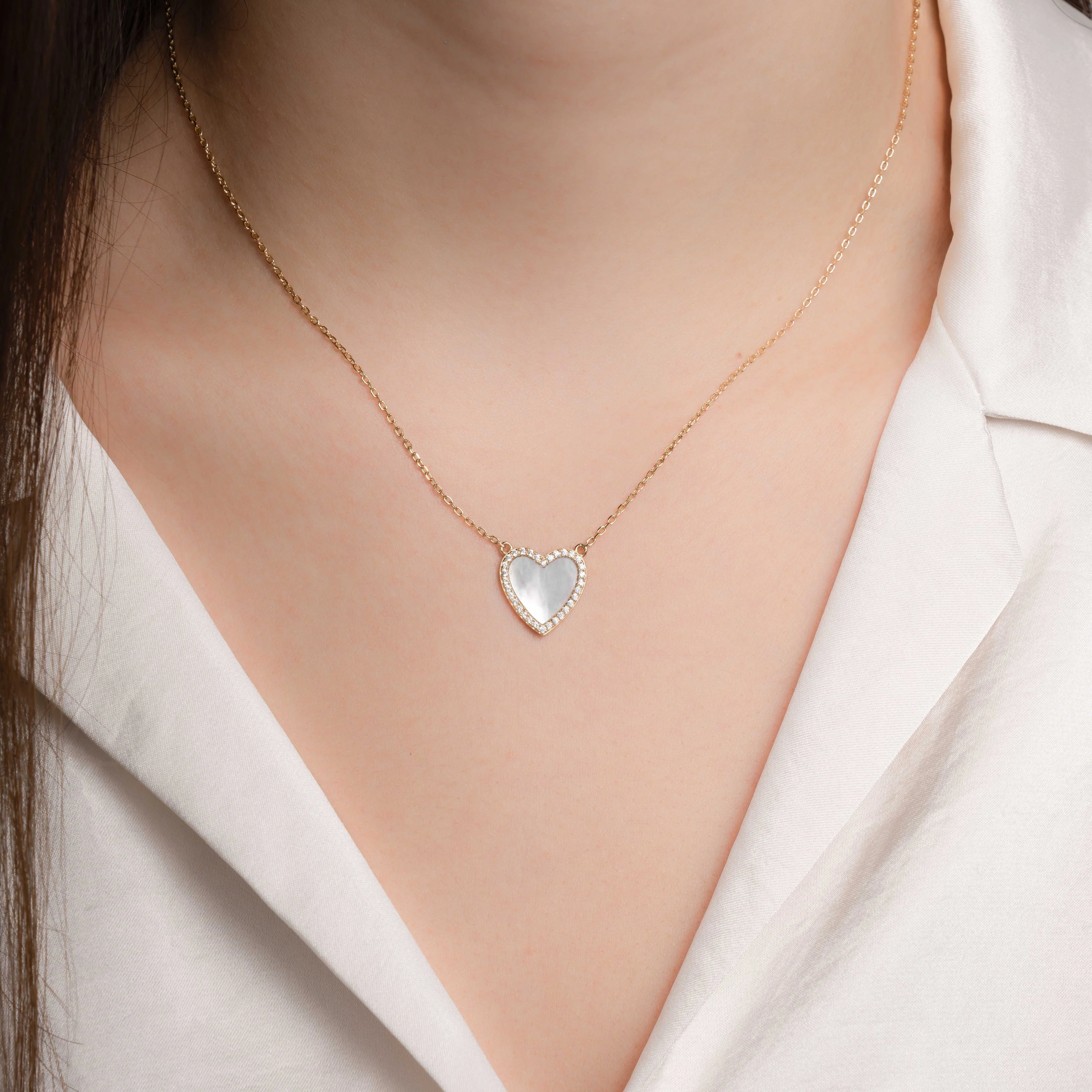 Mother of Pearl Heart Necklace - Image 2
