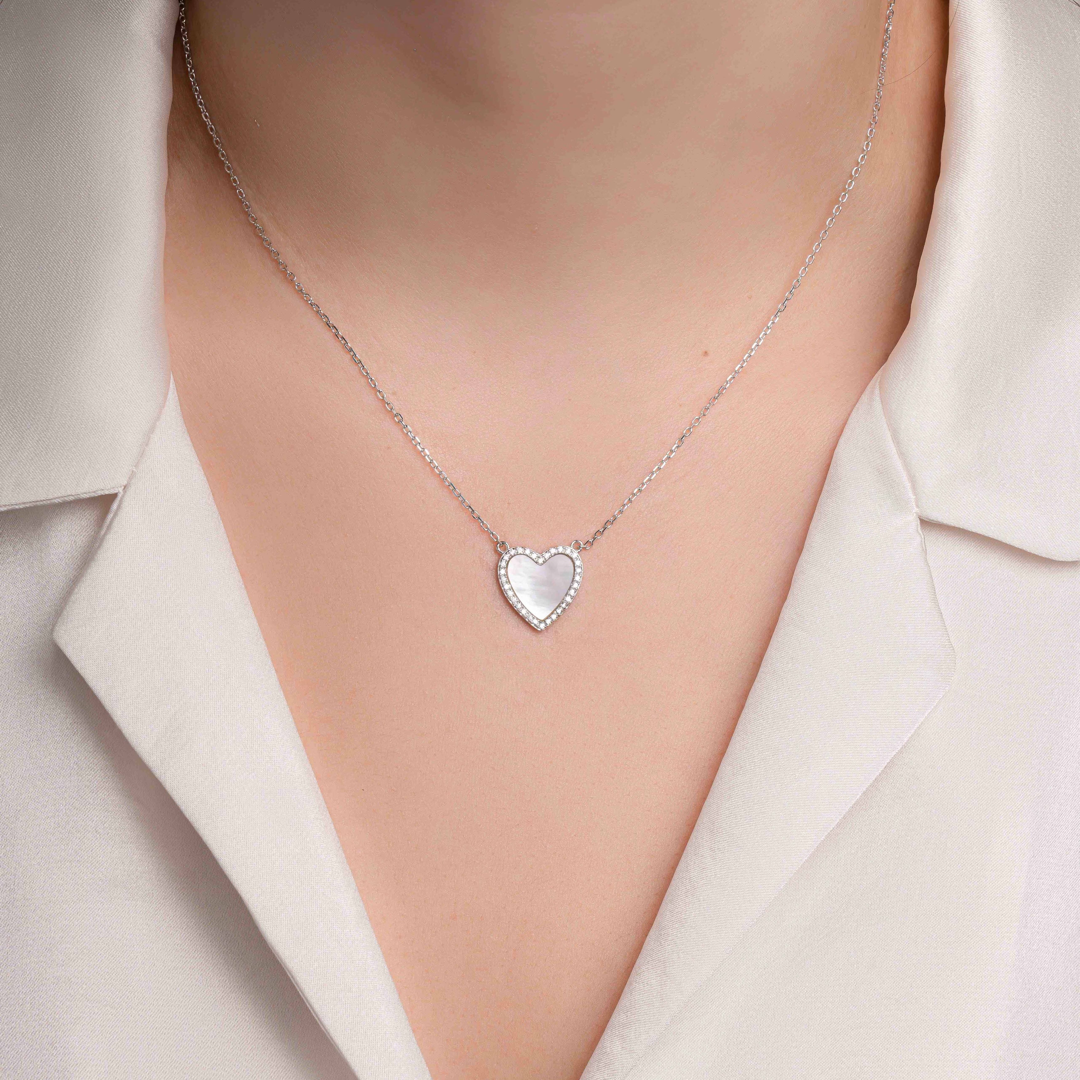 Mother of Pearl Heart Necklace - Image 4