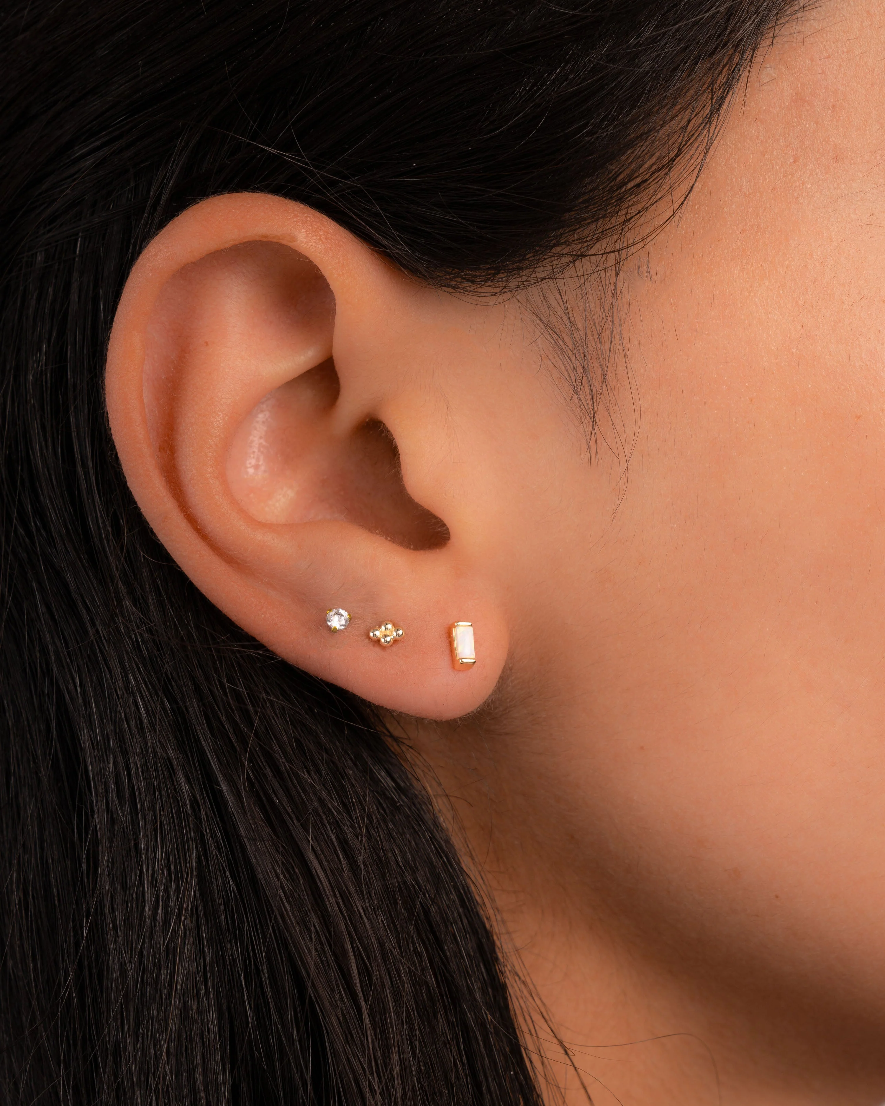 Opal Baguette Stud Earrings - Image 2
