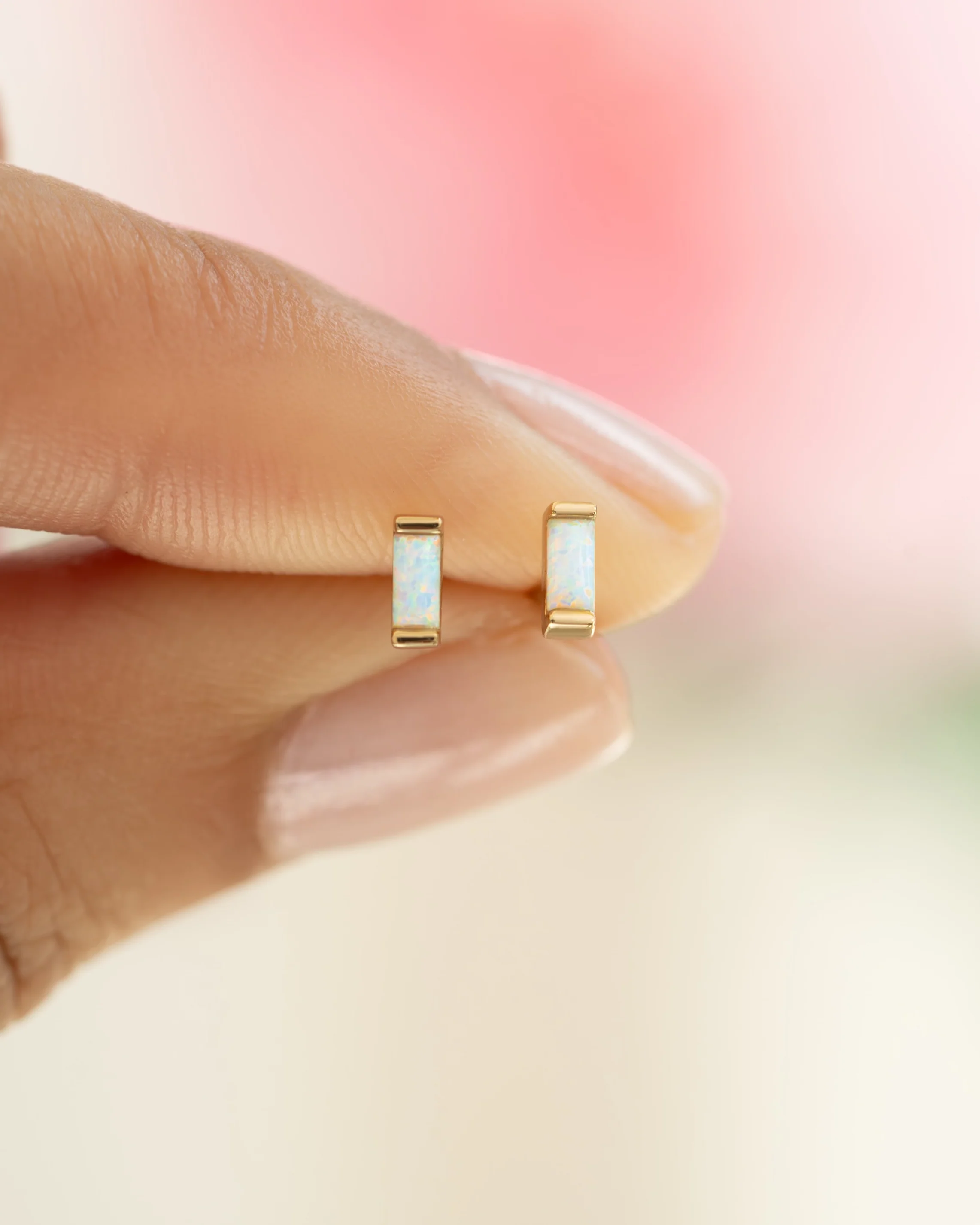 Opal Baguette Stud Earrings - Image 7