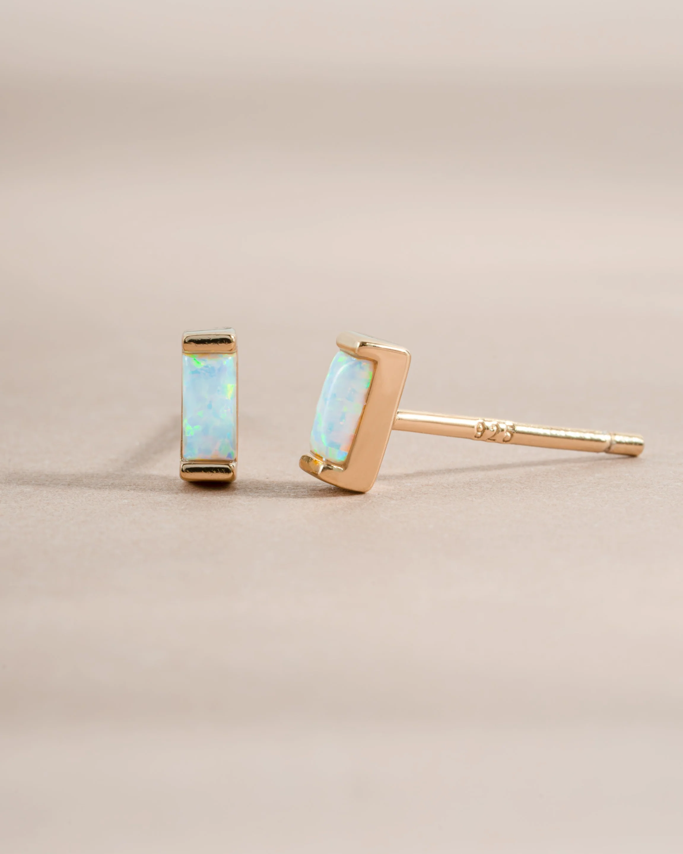 Opal Baguette Stud Earrings - Image 8