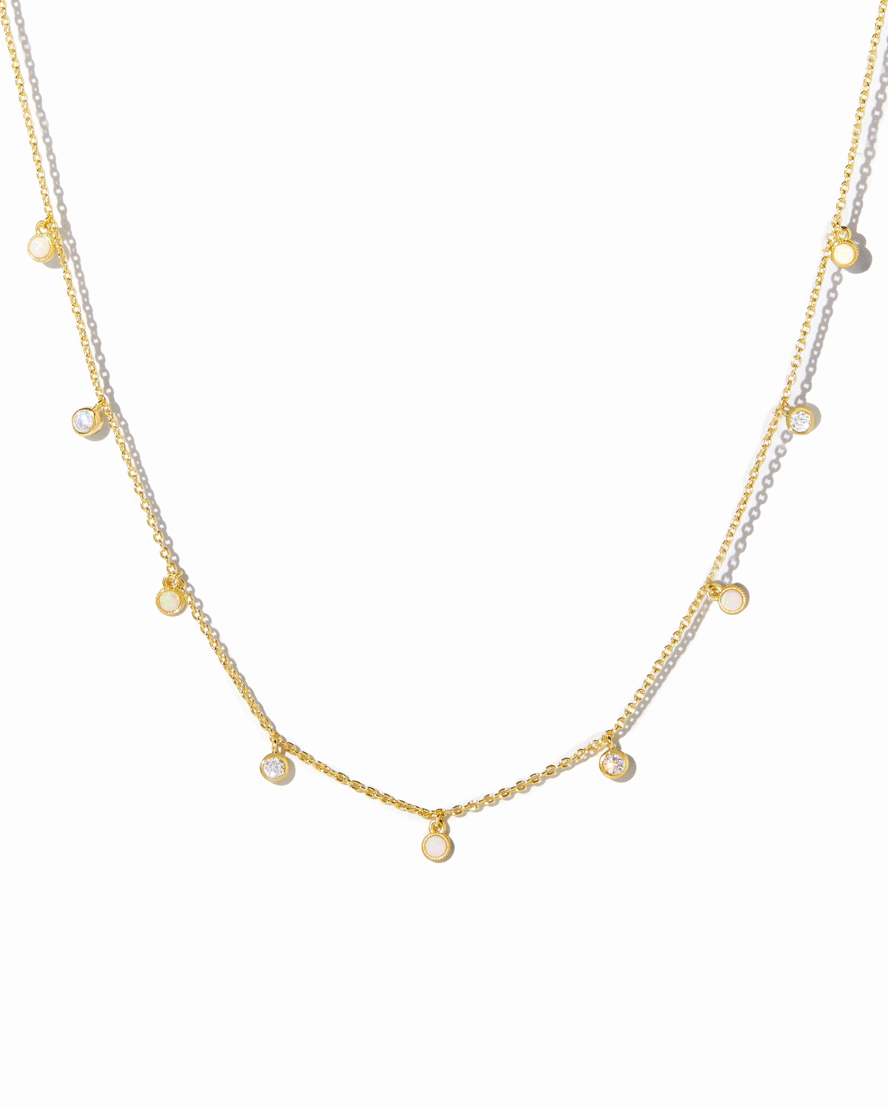 Opal & CZ Charm Necklace