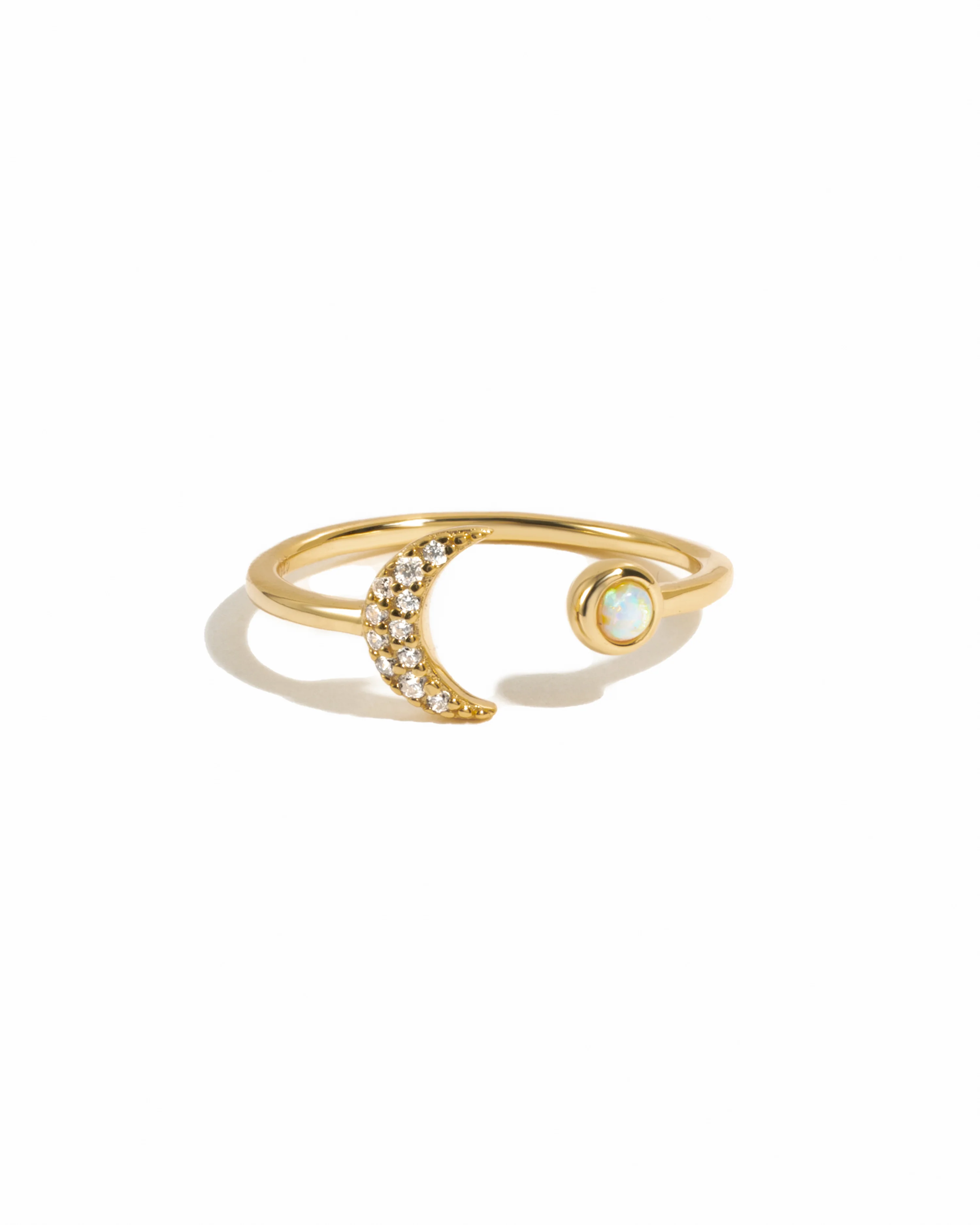 Opal & CZ Moon Ring