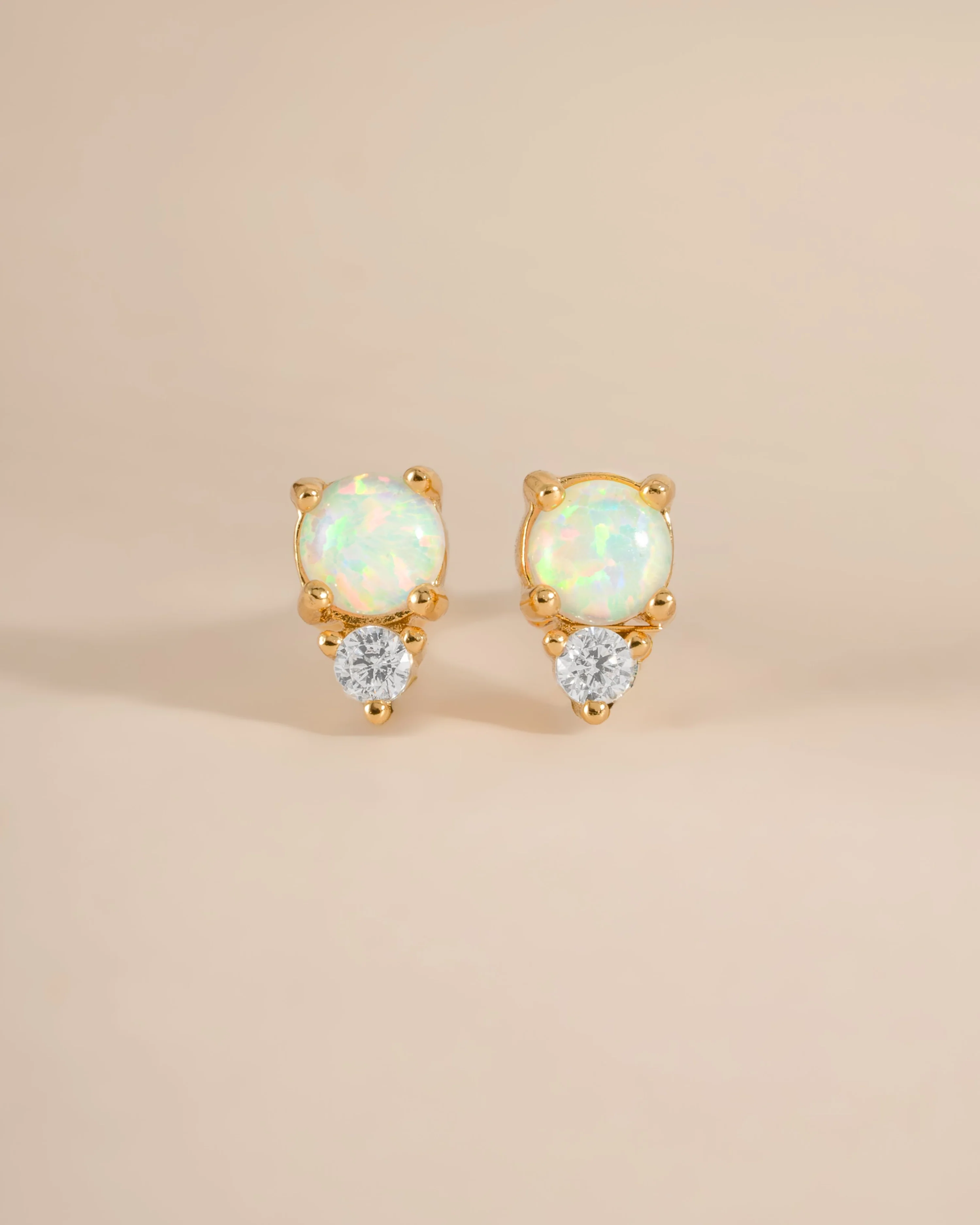 Opal & CZ Stud Earrings - Image 3