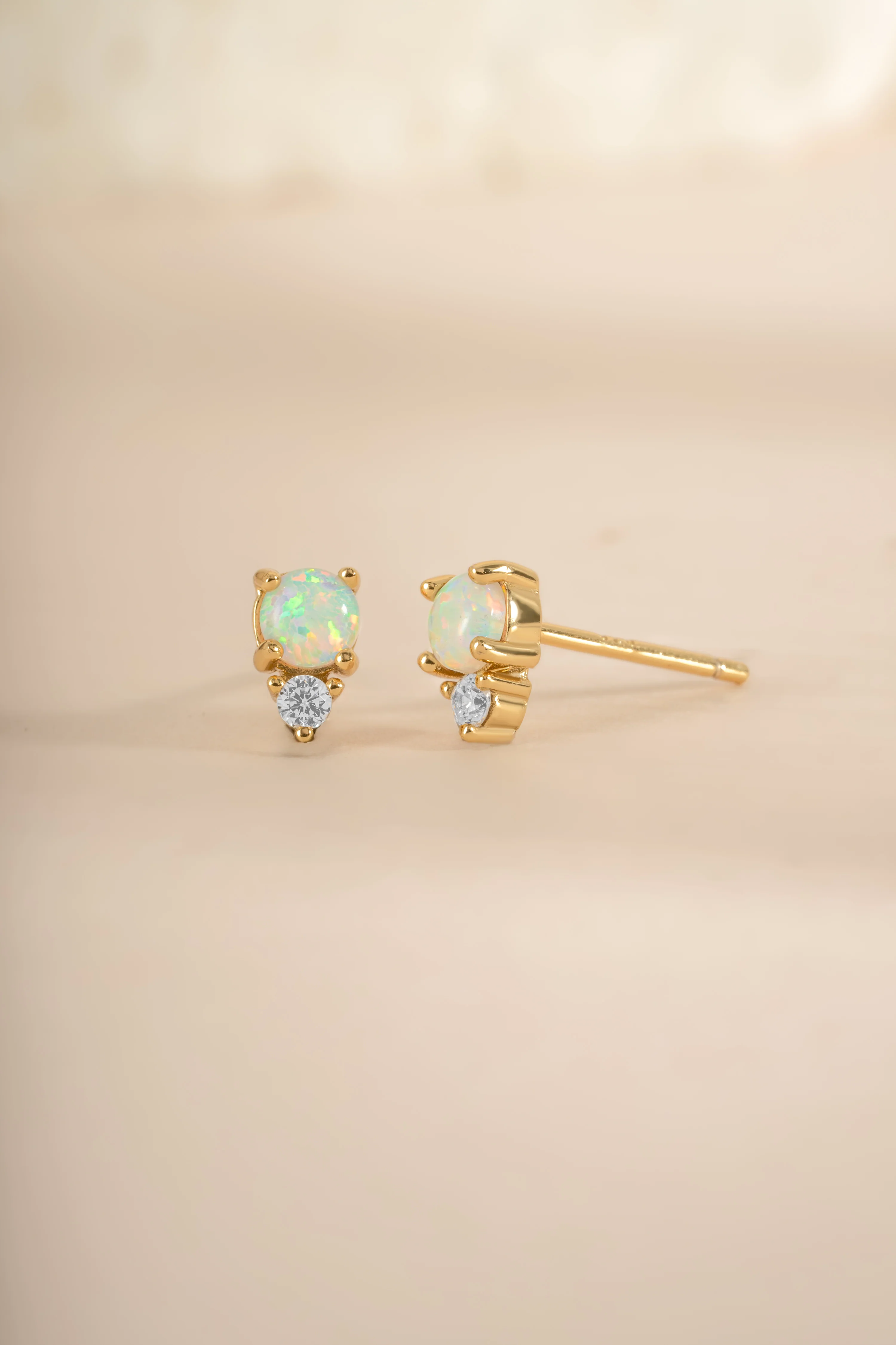 Opal & CZ Stud Earrings - Image 5