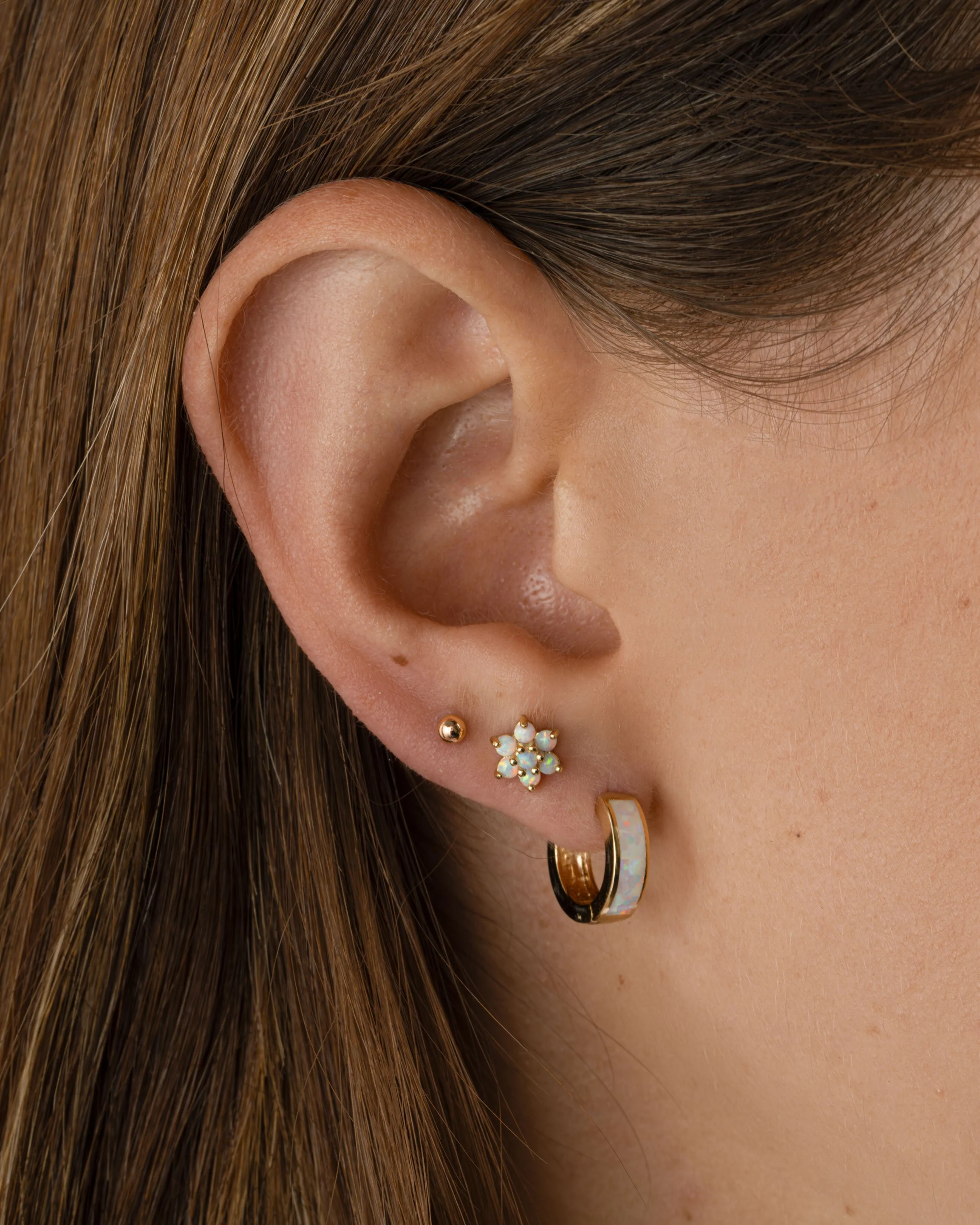 Opal Enamel Huggie Earrings - Image 2