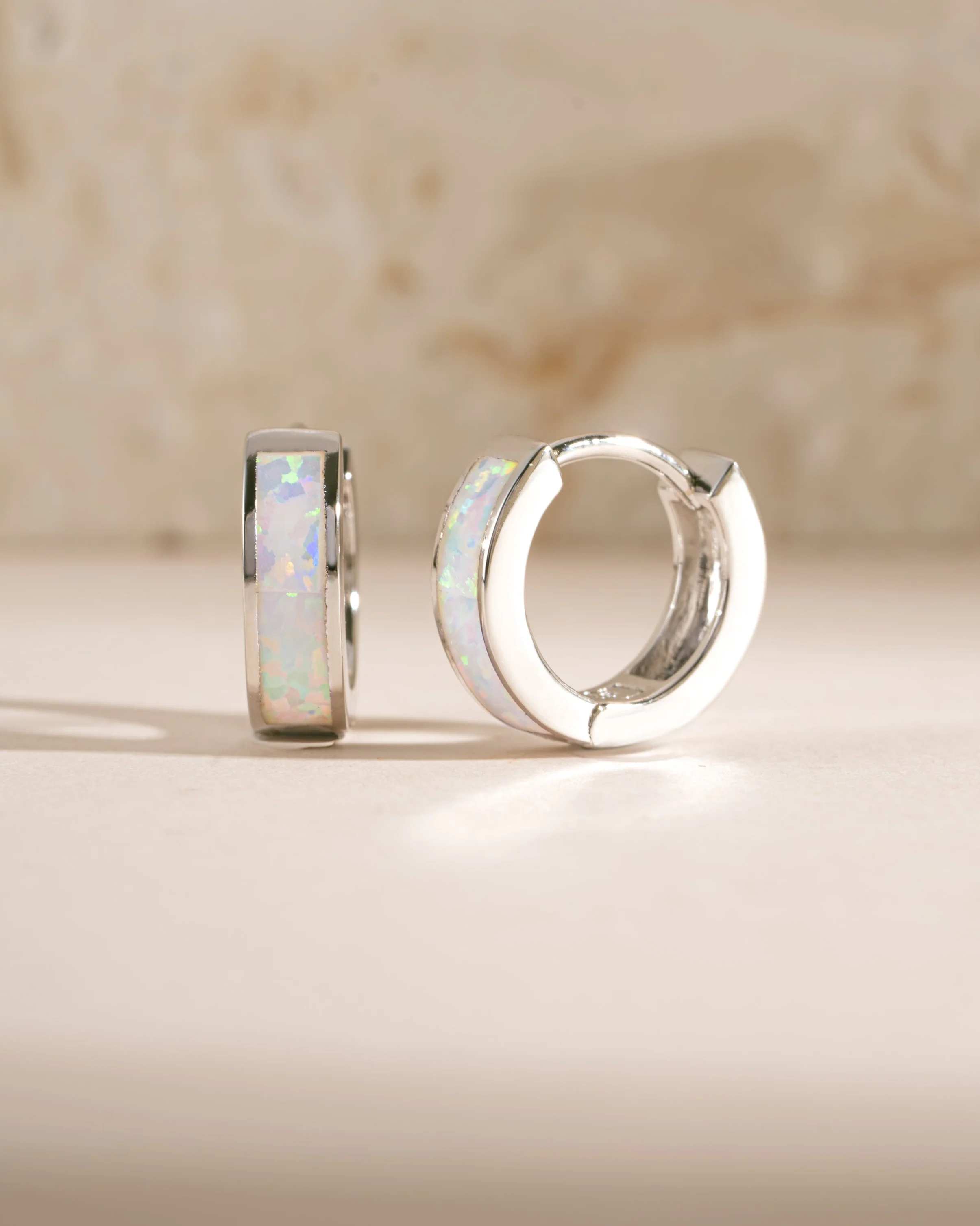 Opal Enamel Huggie Earrings - Image 3