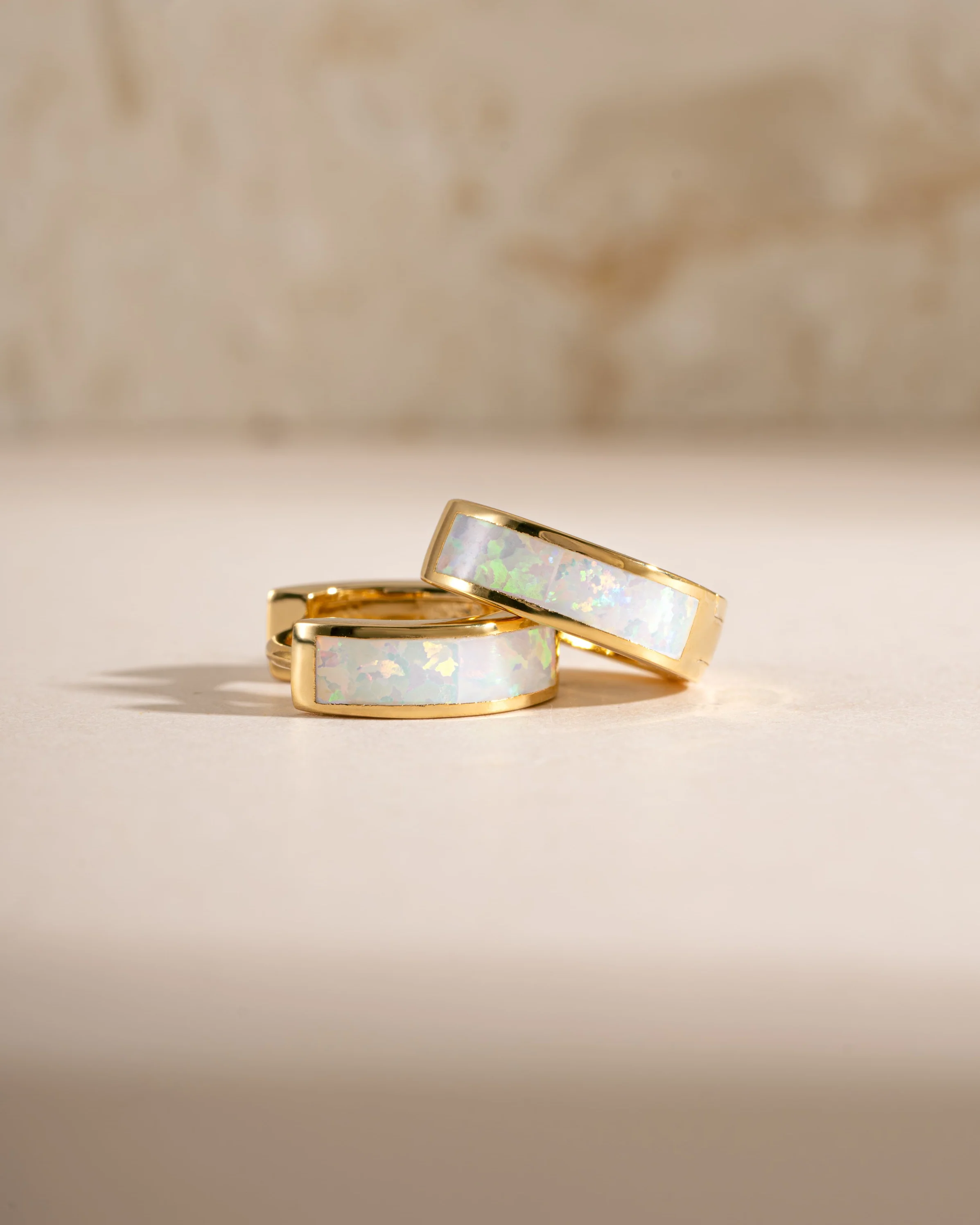 Opal Enamel Huggie Earrings - Image 5