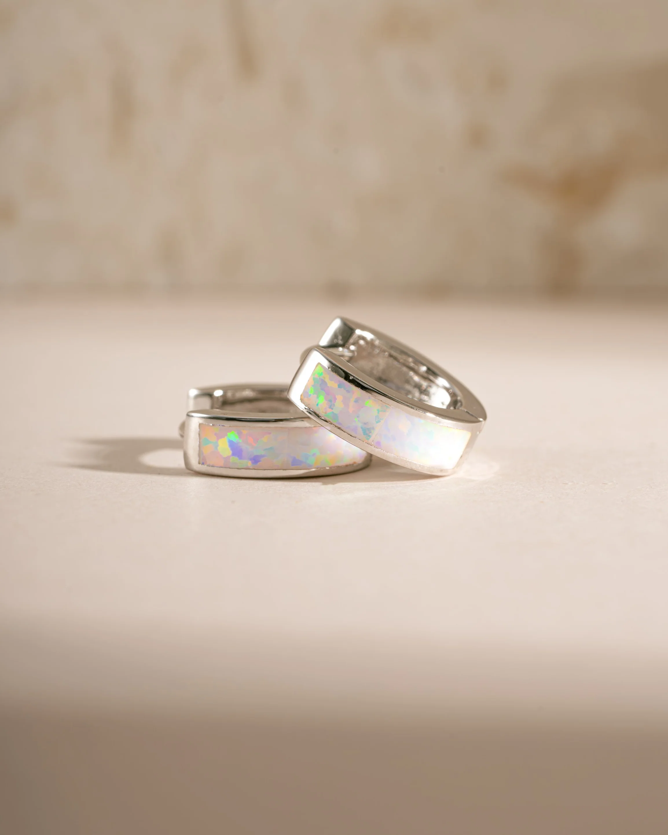 Opal Enamel Huggie Earrings - Image 7