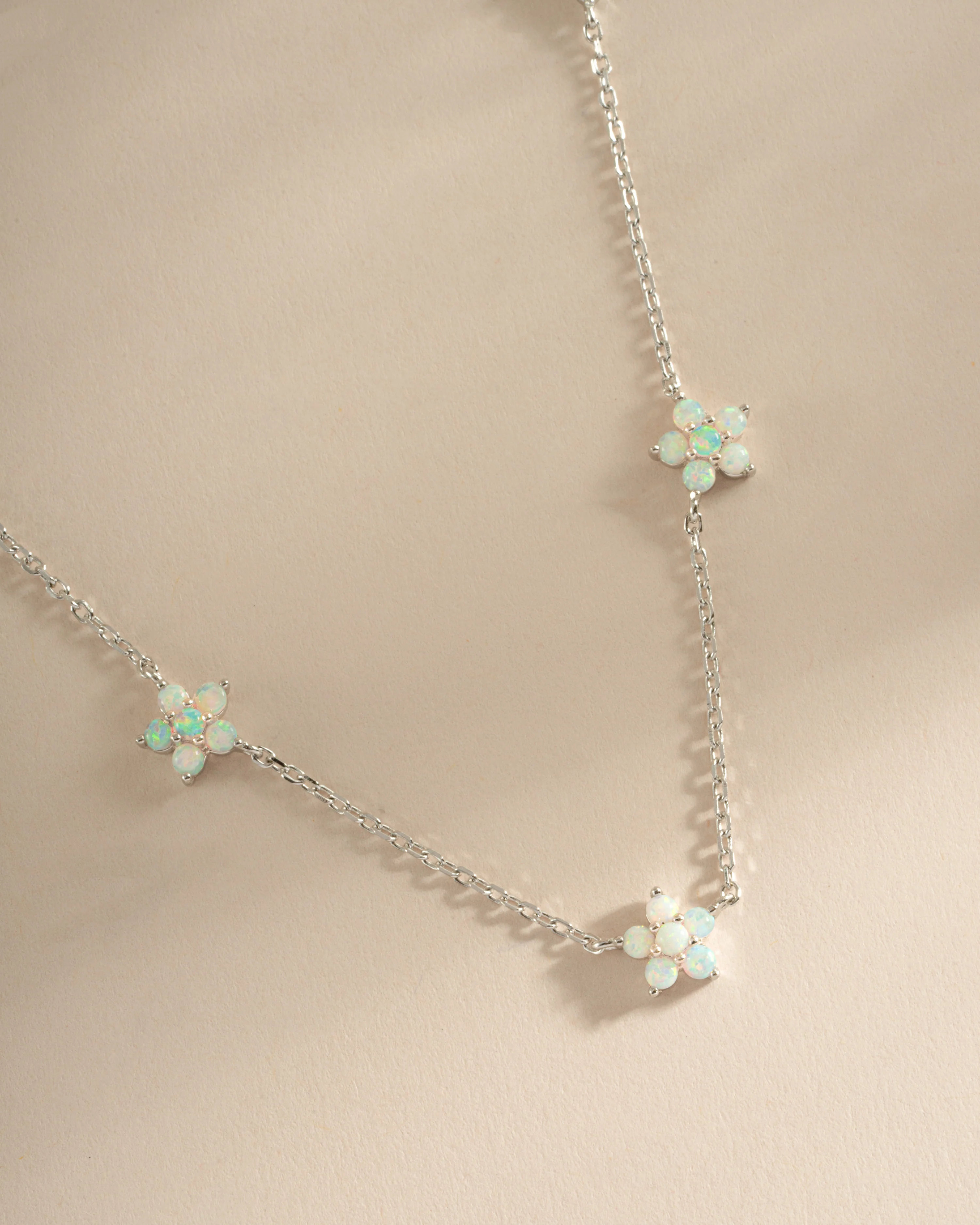 Opal Flower Charm Necklace - Image 3