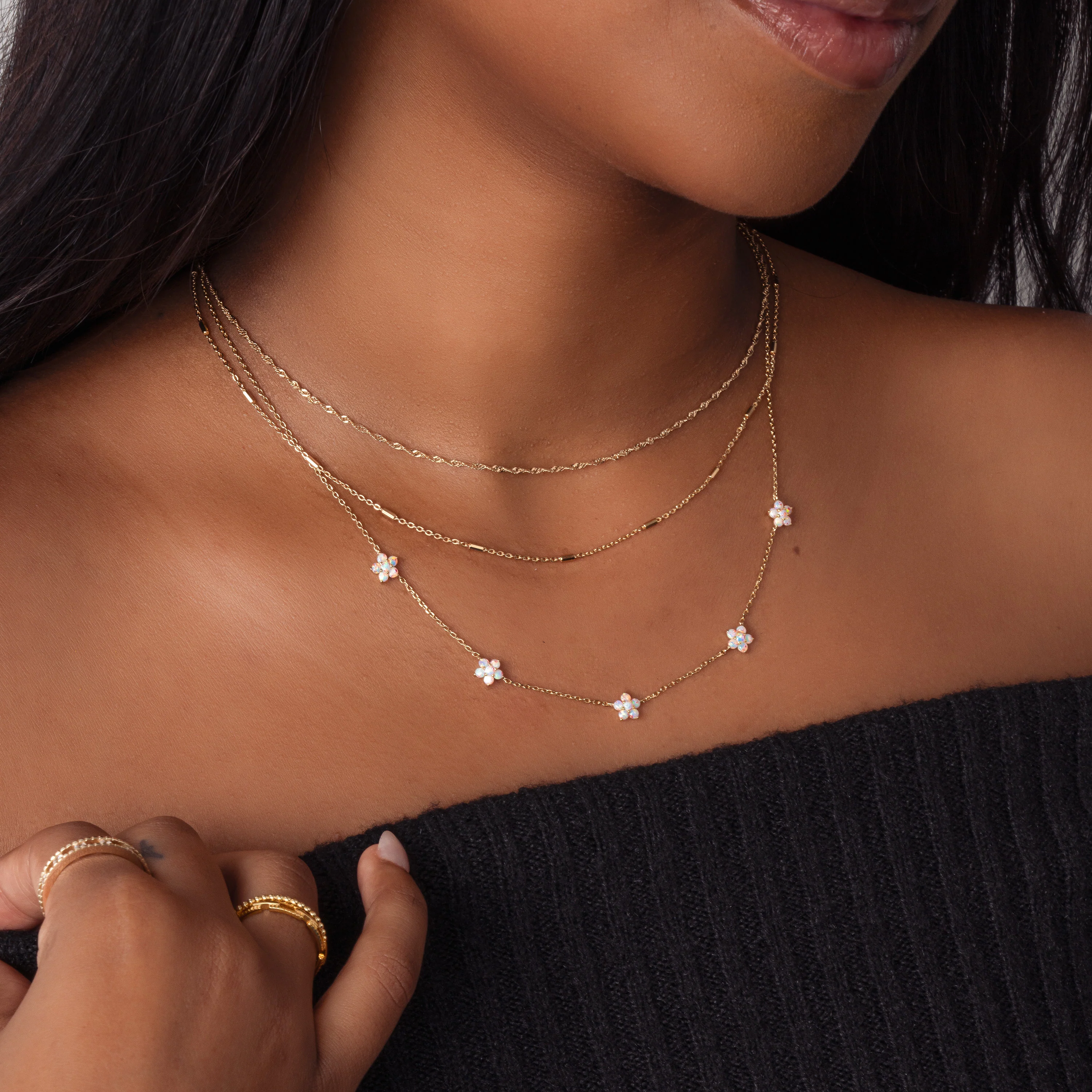 Opal Flower Charm Necklace - Image 7