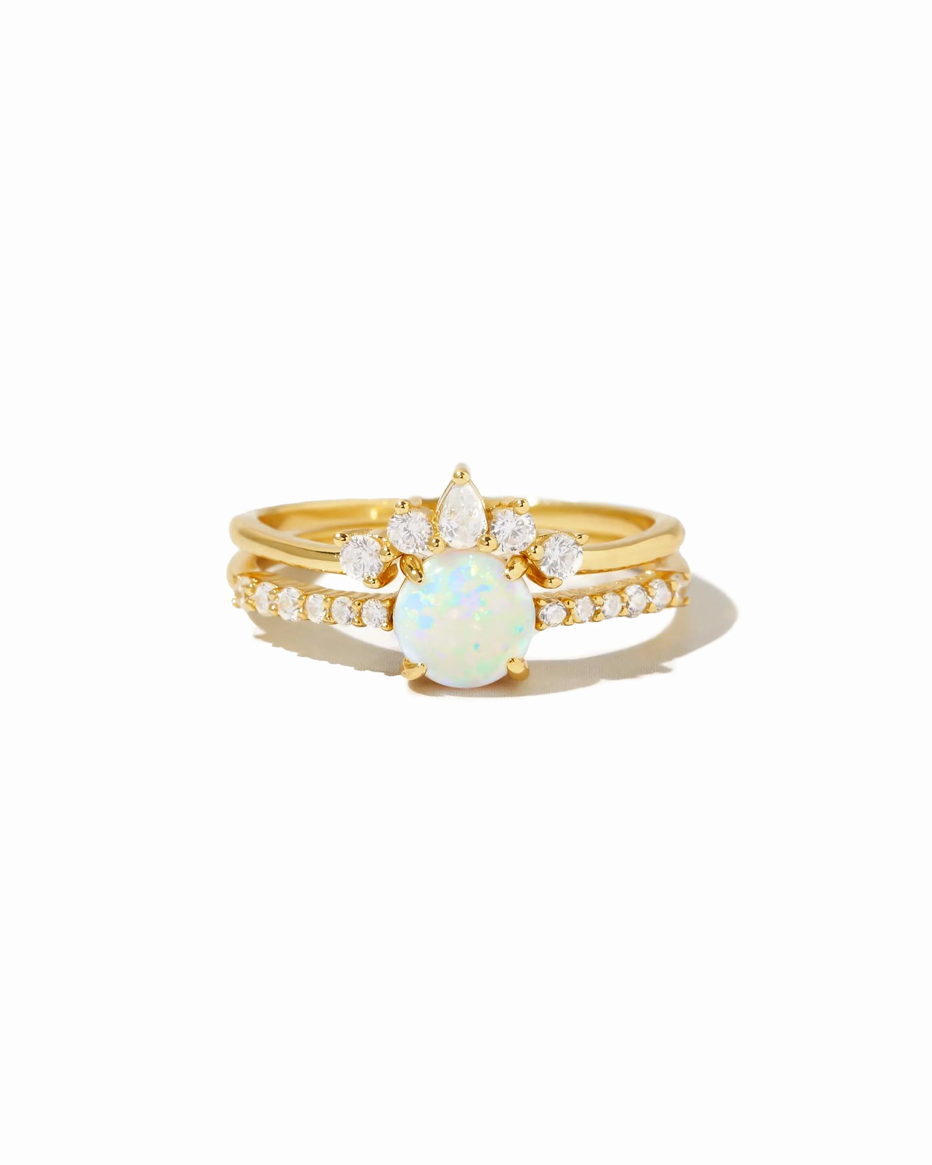 Opal Ring Set w Pave Ring