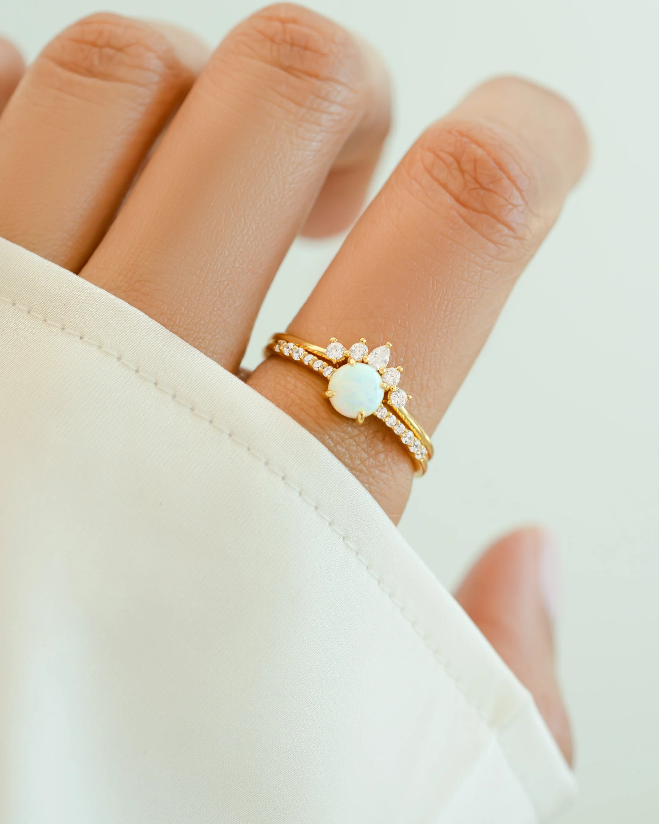 Opal Ring Set w Pave Ring - Image 2