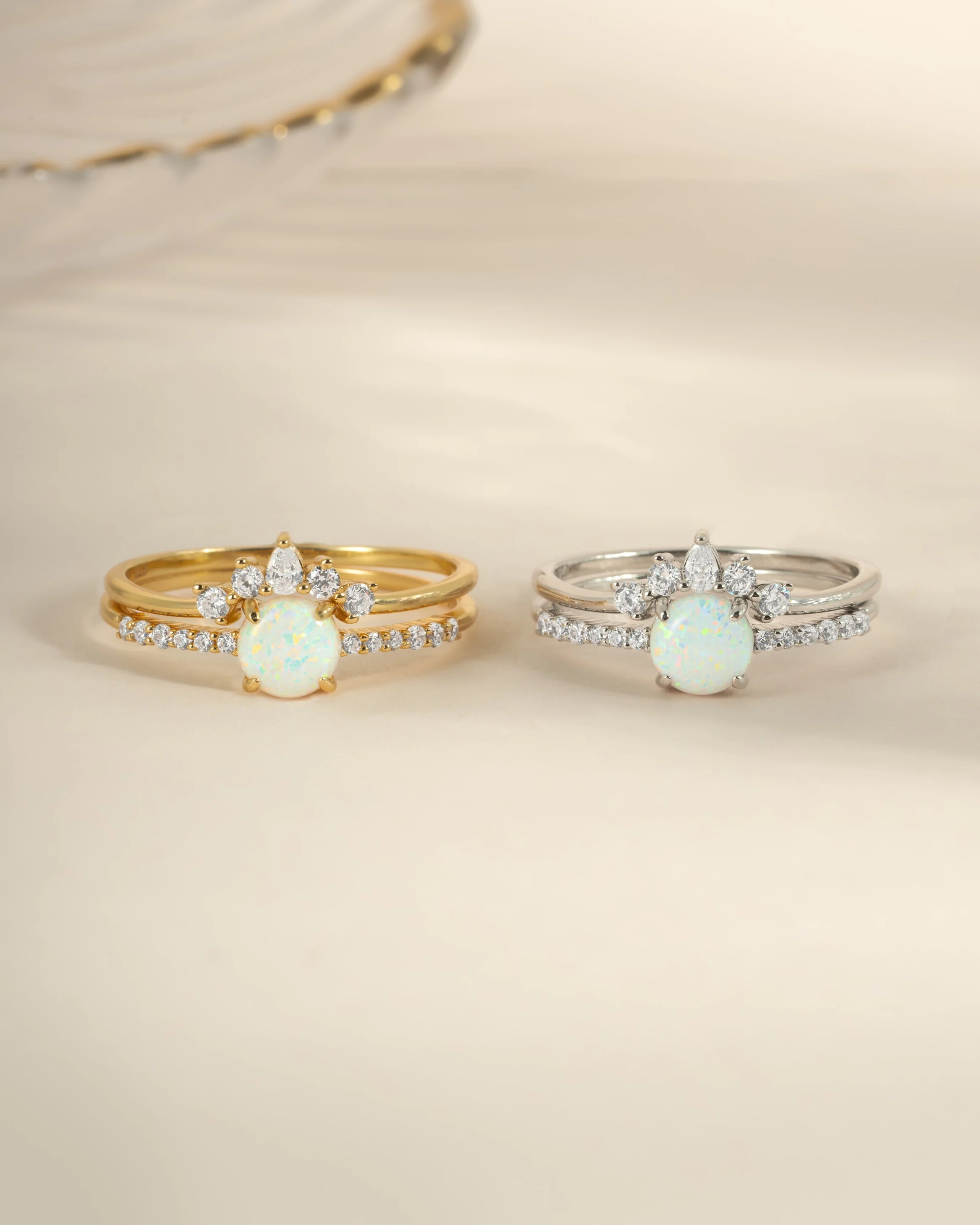 Opal Ring Set w Pave Ring - Image 3
