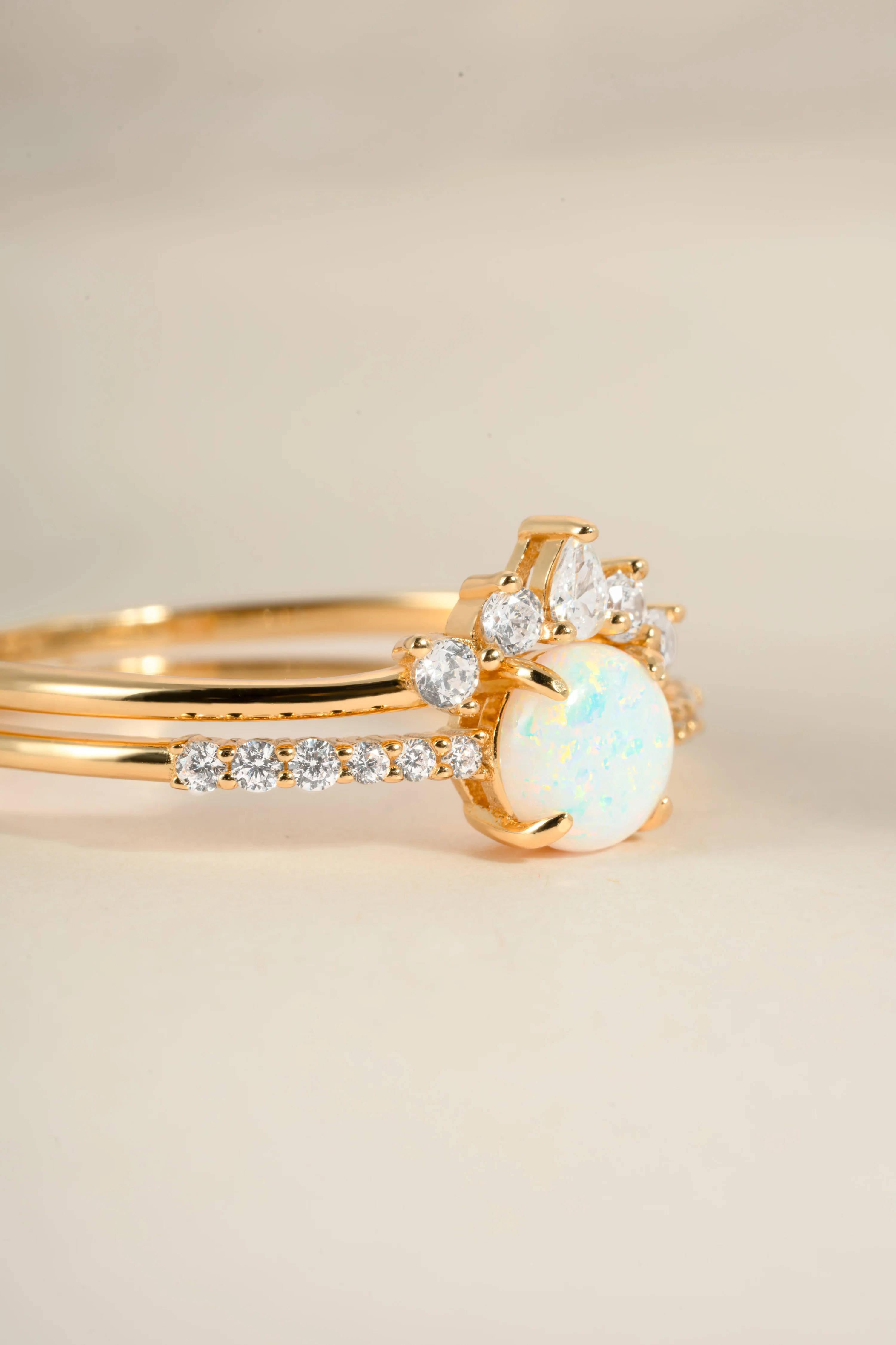 Opal Ring Set w Pave Ring - Image 5