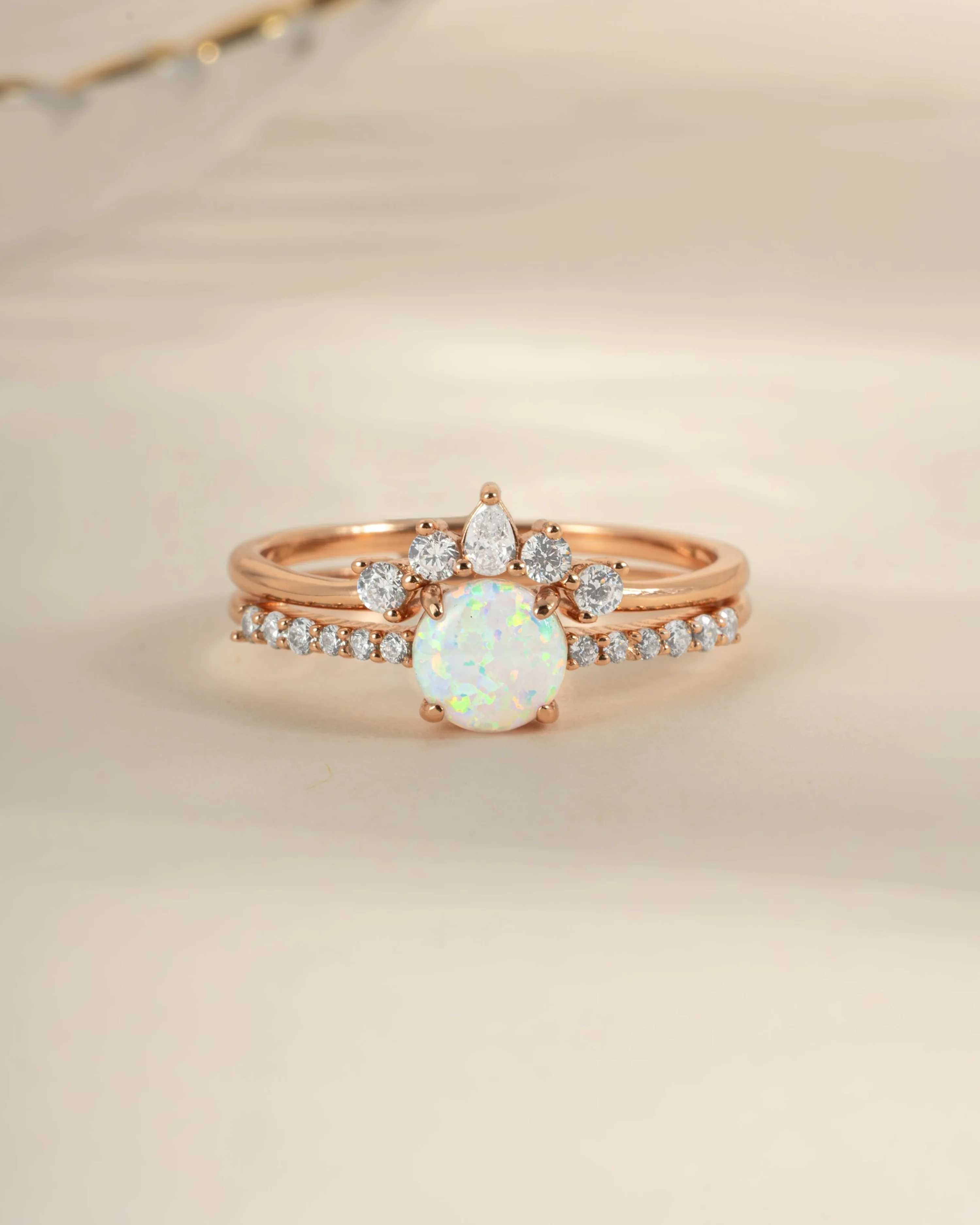Opal Ring Set w Pave Ring - Image 7