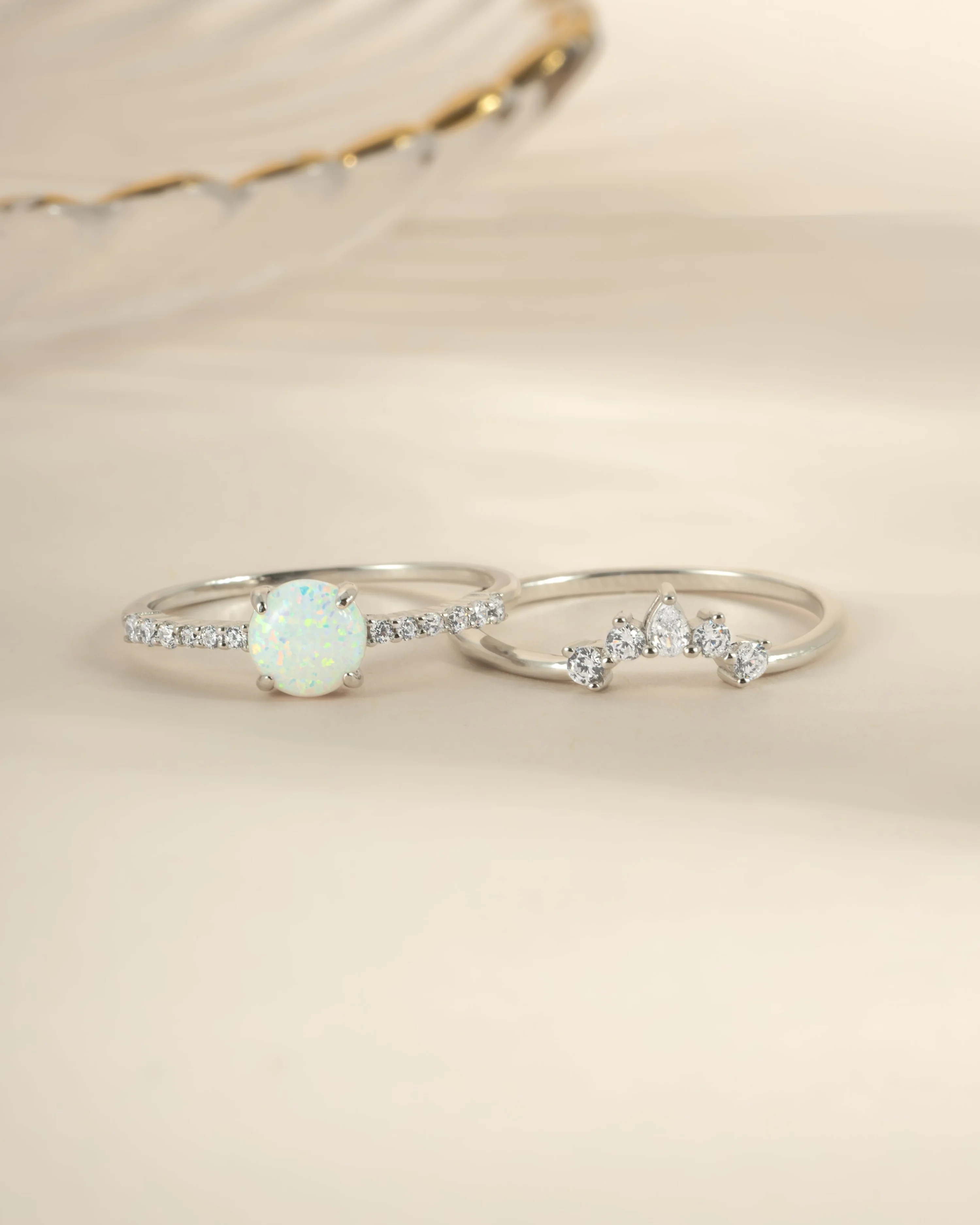 Opal Ring Set w Pave Ring - Image 9