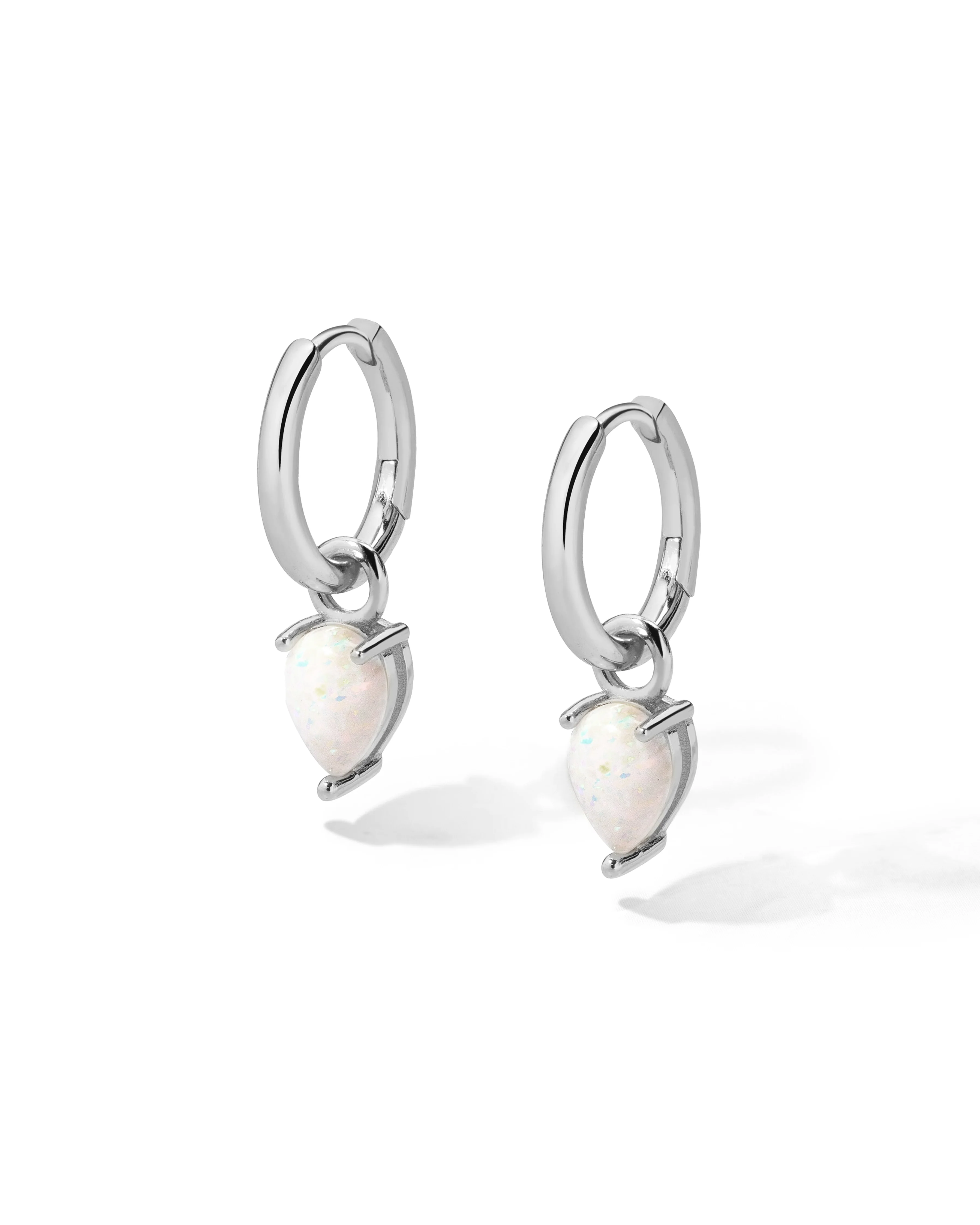 Opal Tear Drop Charm Huggies - Image 7