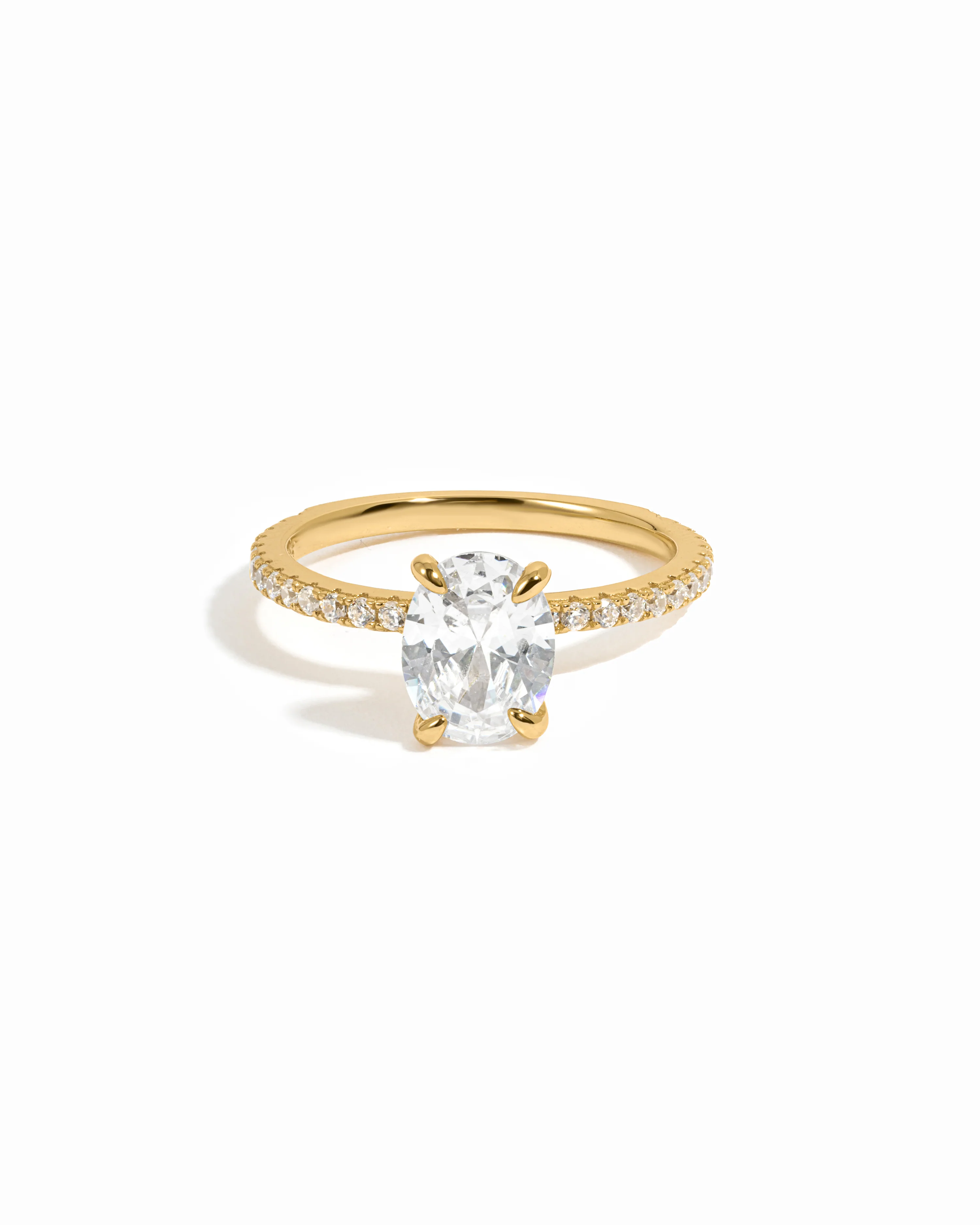 Oval Pave Band Engagement Ring