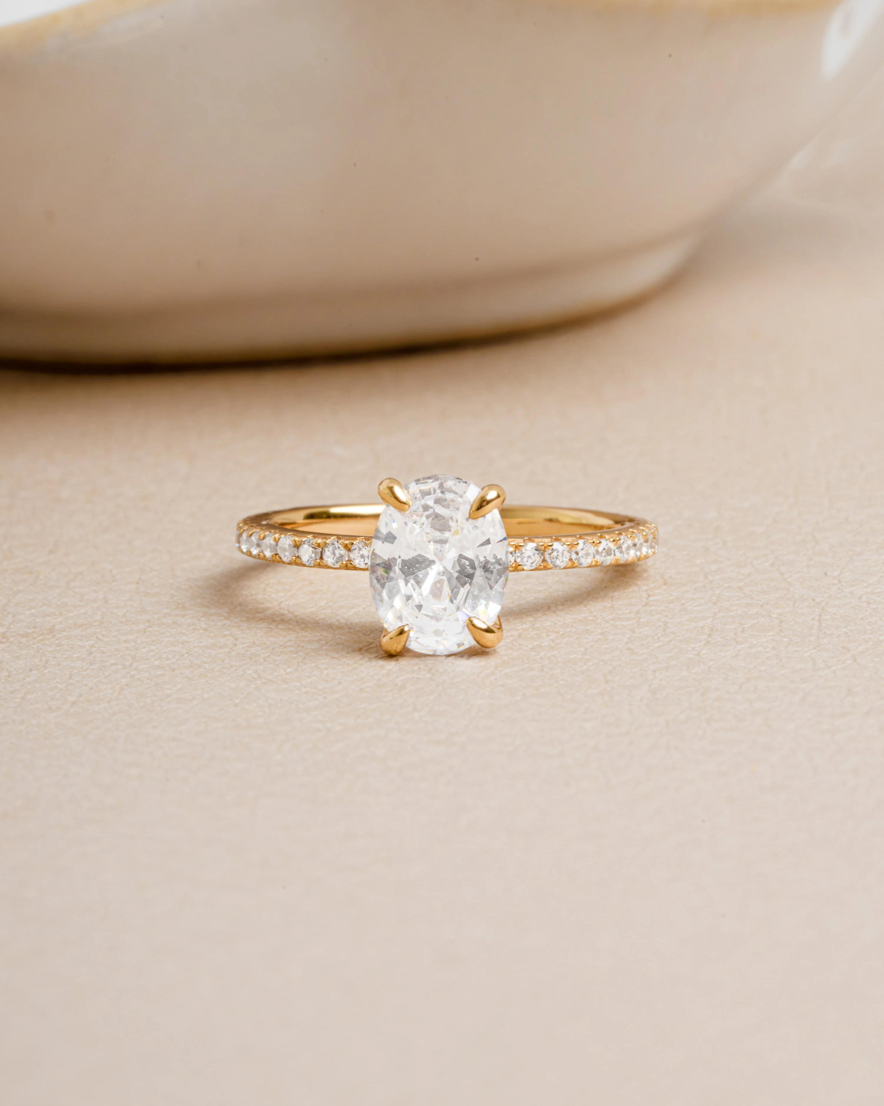 Oval Pave Band Engagement Ring - Image 10