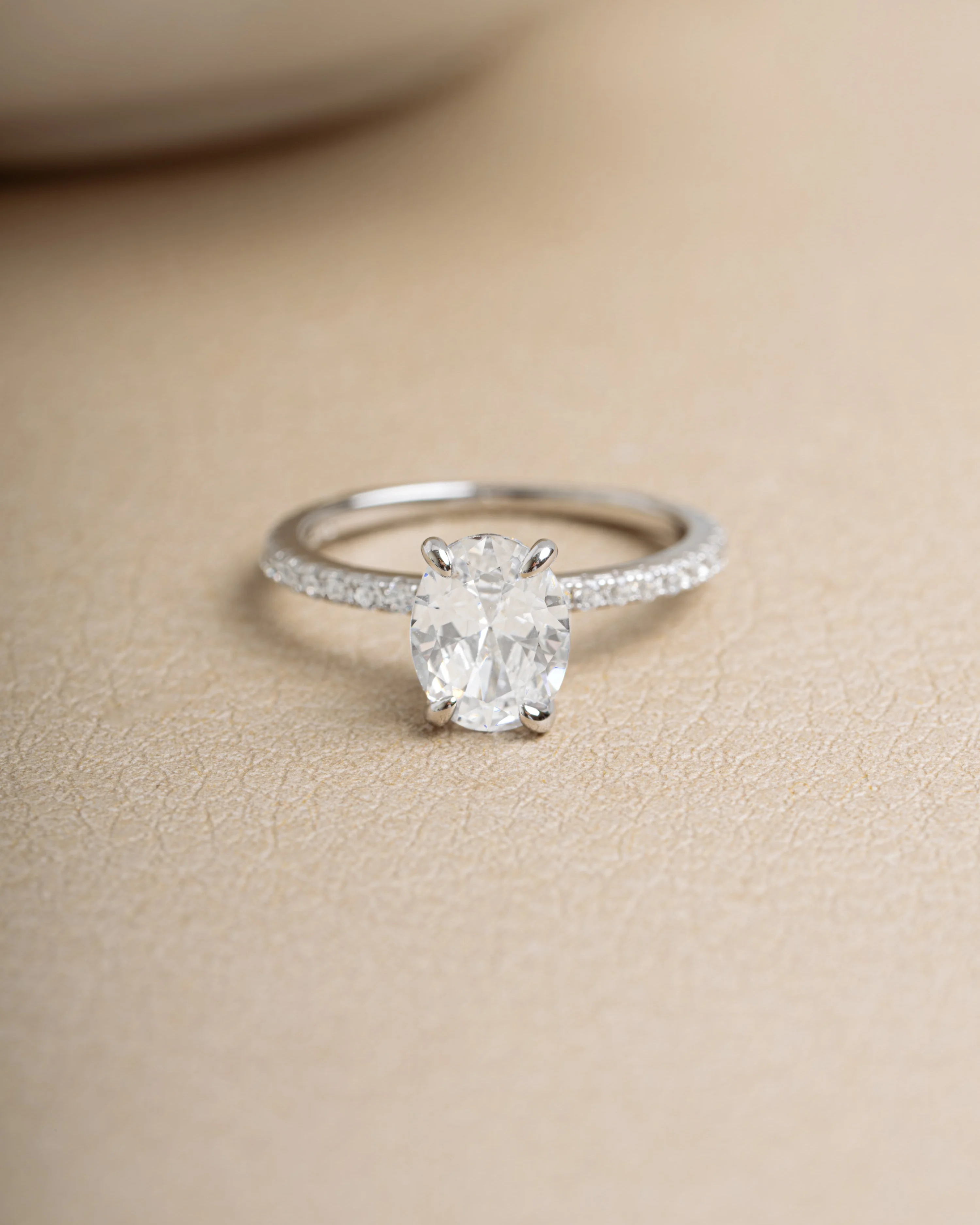 Oval Pave Band Engagement Ring - Image 11
