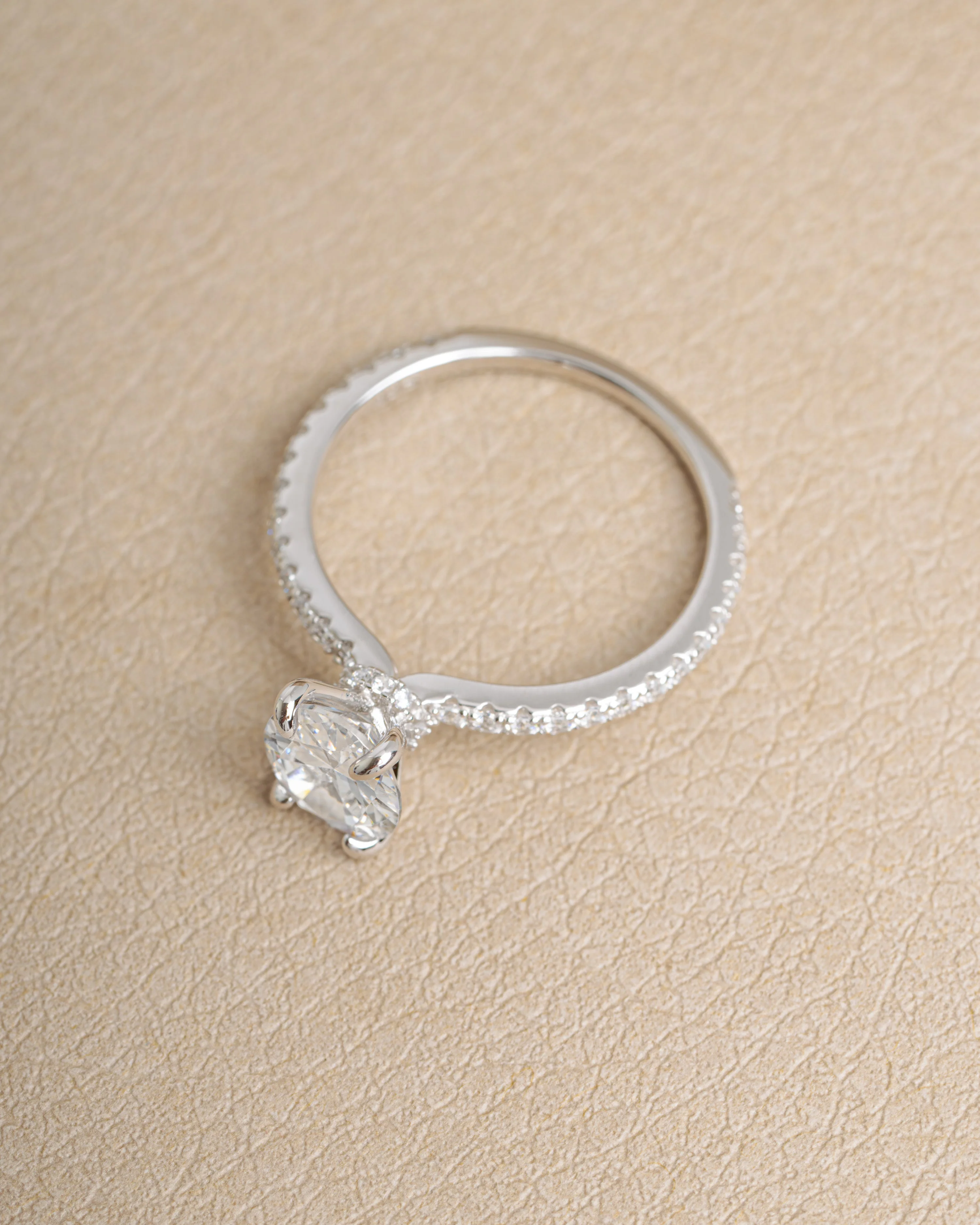 Oval Pave Band Engagement Ring - Image 13