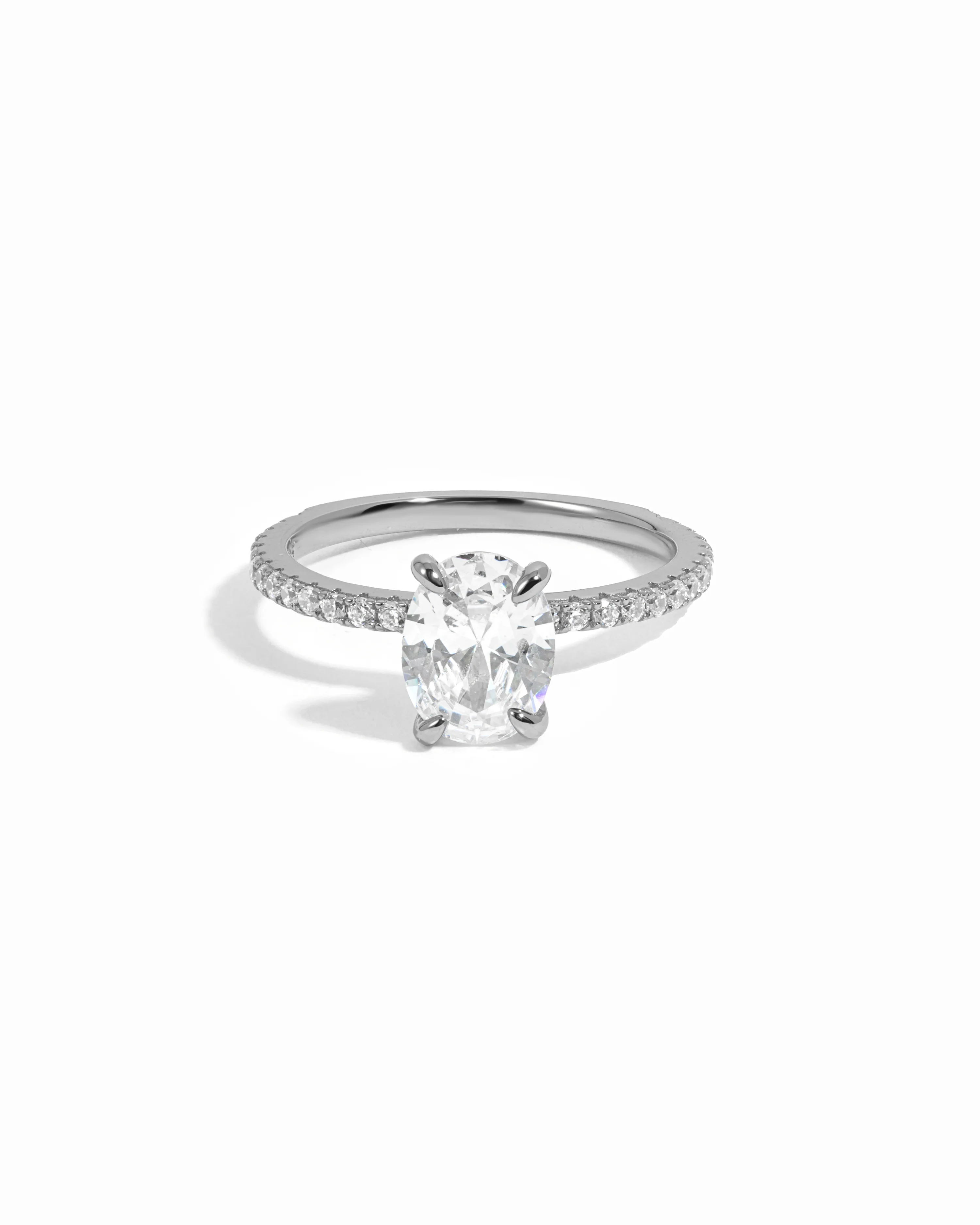 Oval Pave Band Engagement Ring - Image 3