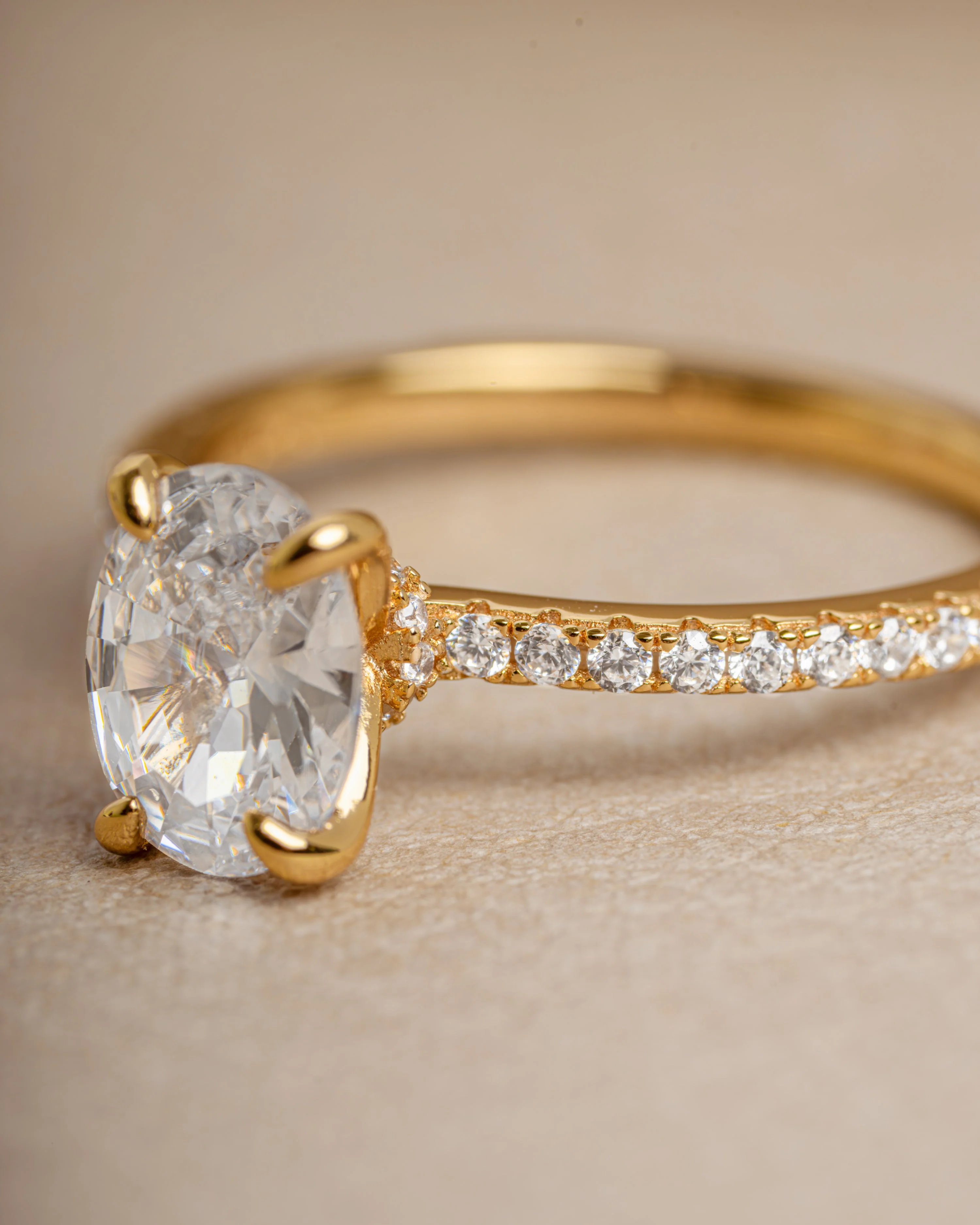 Oval Pave Band Engagement Ring - Image 5
