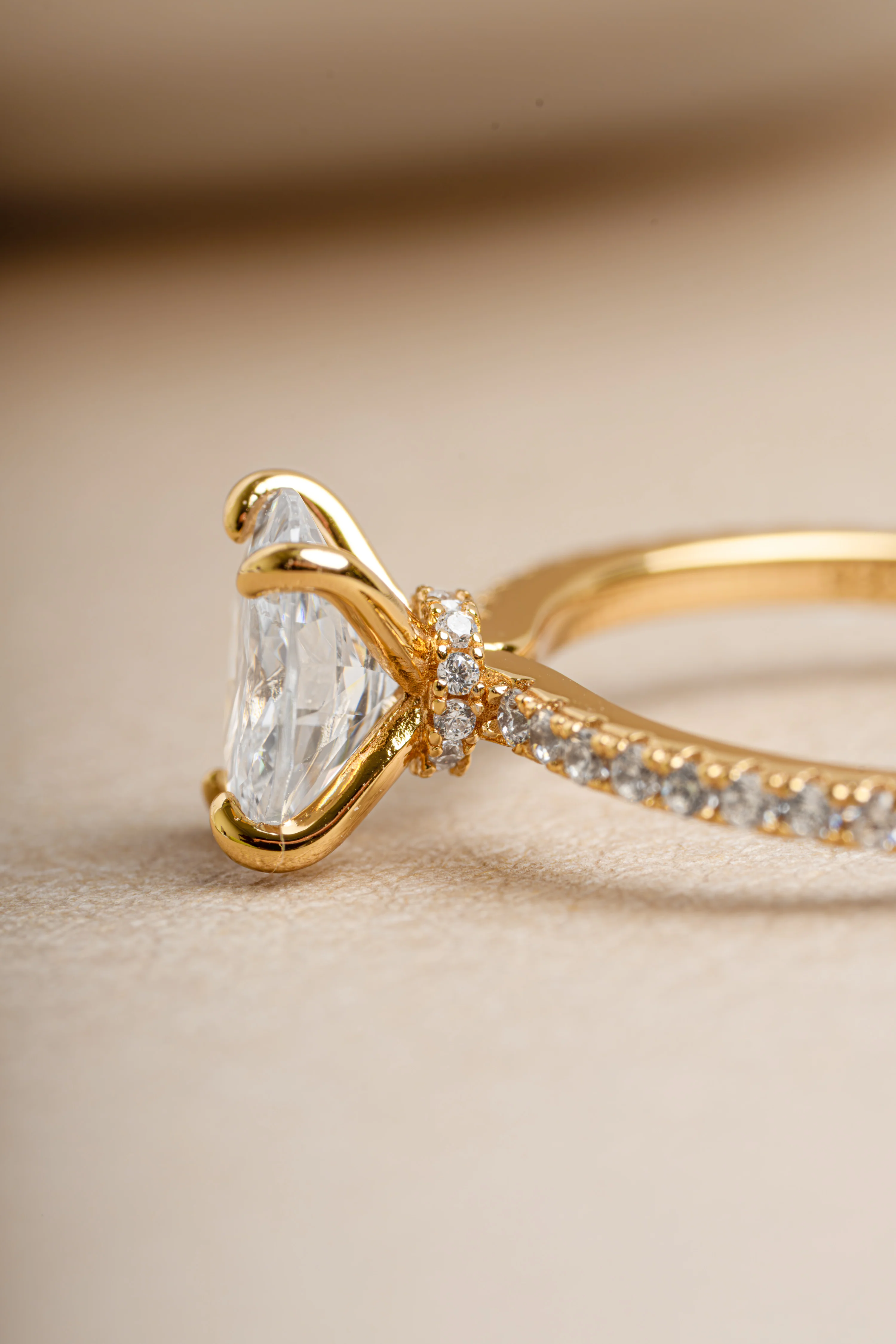 Oval Pave Band Engagement Ring - Image 8
