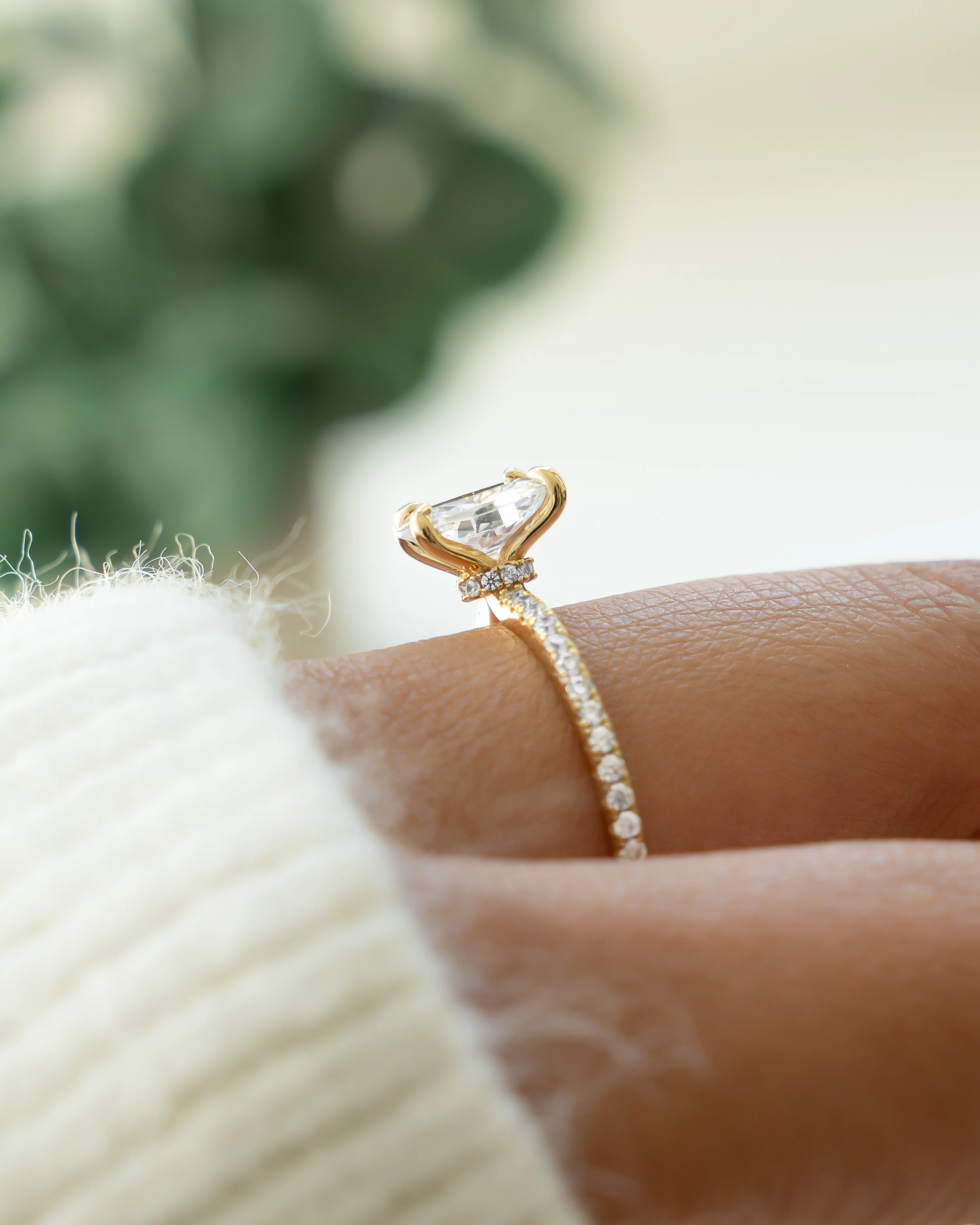 Oval Pave Band Engagement Ring - Image 9