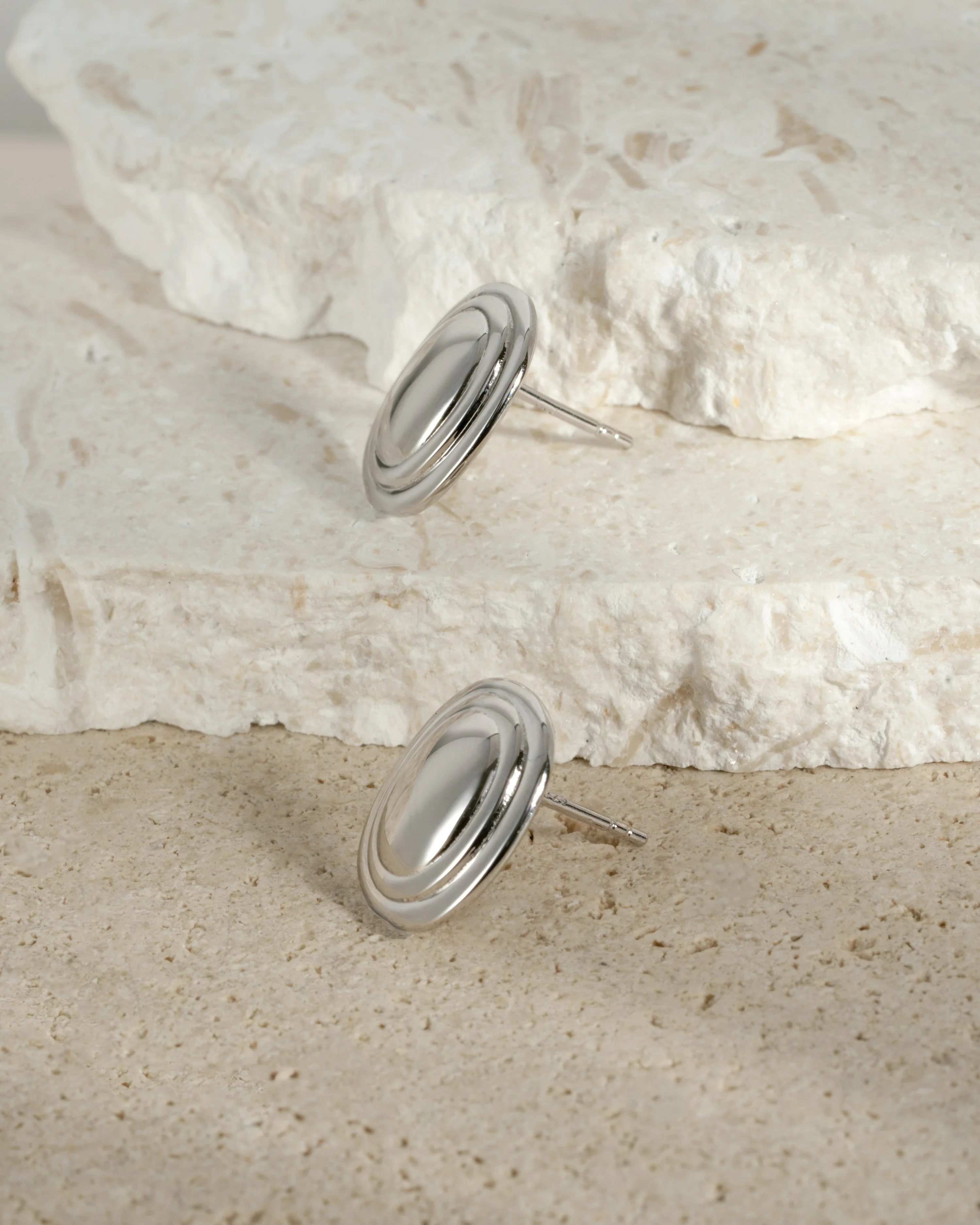 Oval Statement Stud Earrings - Image 11