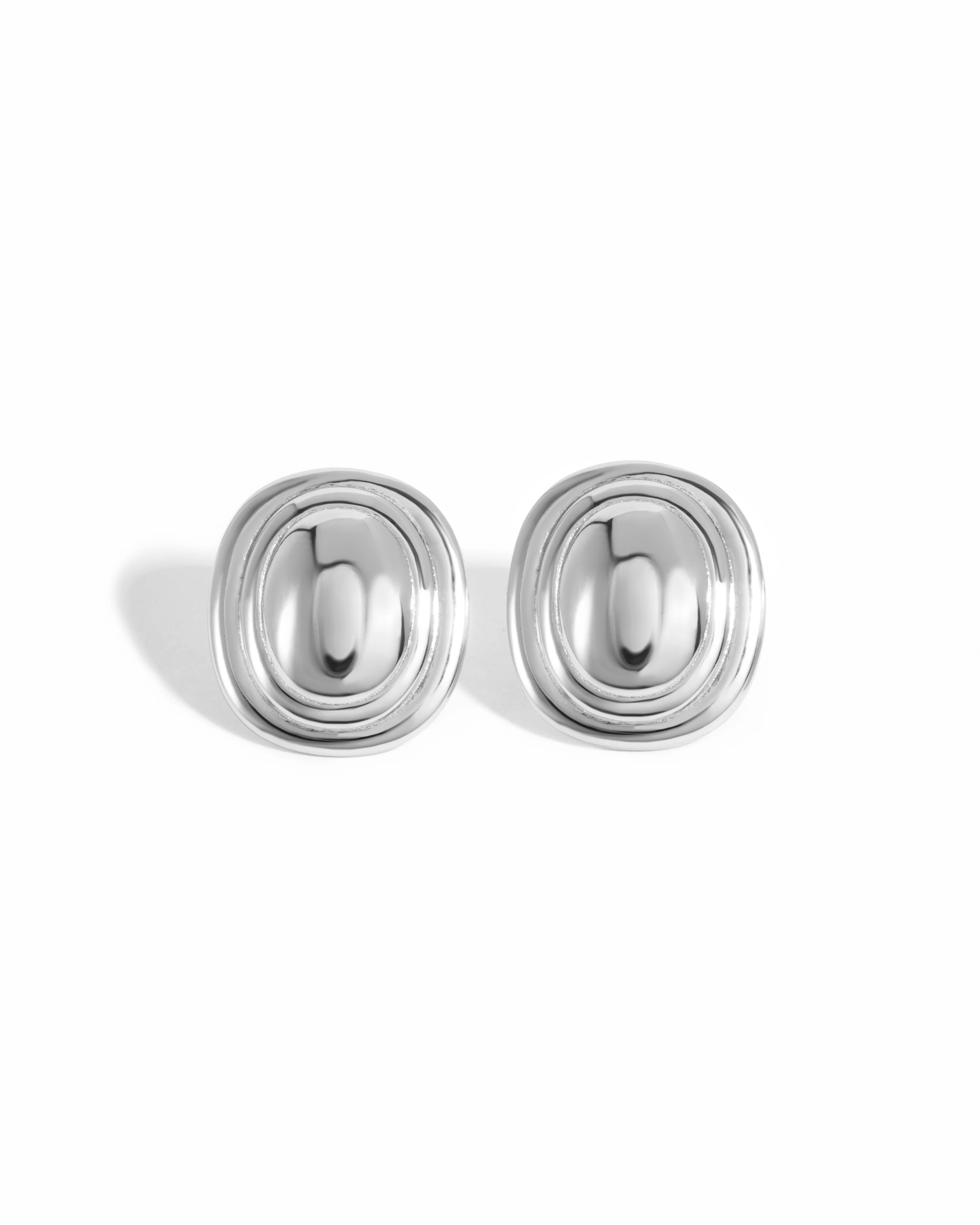 Oval Statement Stud Earrings - Image 3